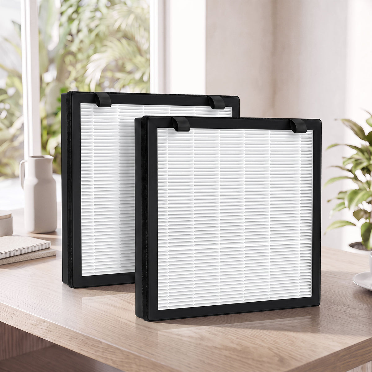 HOMCOM H13 True HEPA Replacement Filter for Air Purifier (Model 823-096), Activated Carbon Filter for Smoke, Pet Odour, 2 Pack