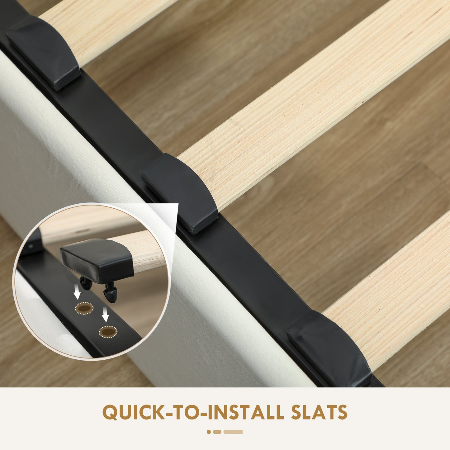 HOMCOM King Size Ottoman Bed Frame, with Front Drawer - Cream