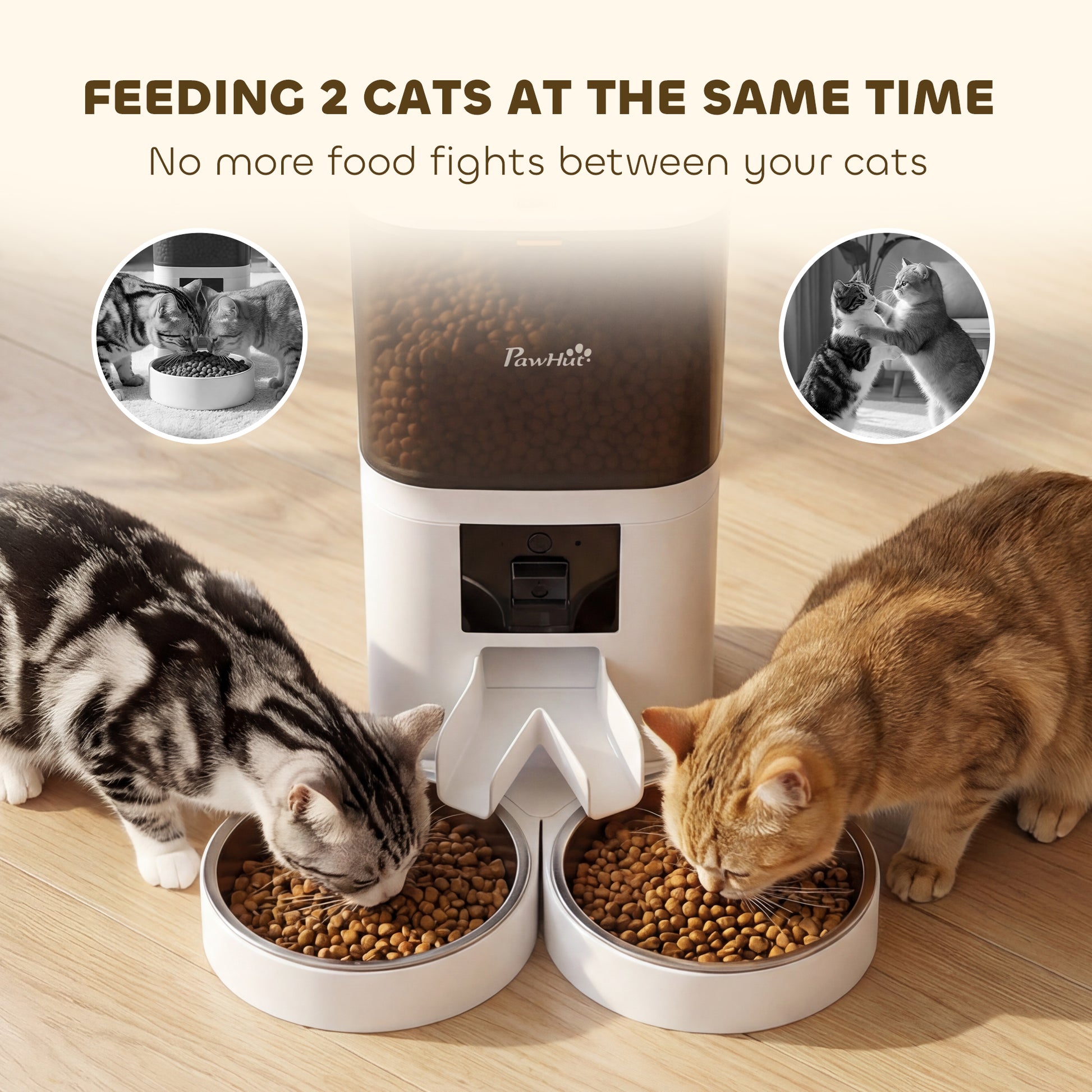 PawHut Automatic Cat Feeder for 2 Cats with HD Cameraï¼Œ2.4G & 5G WiFi Pet Food Dispenser 6L APP Control