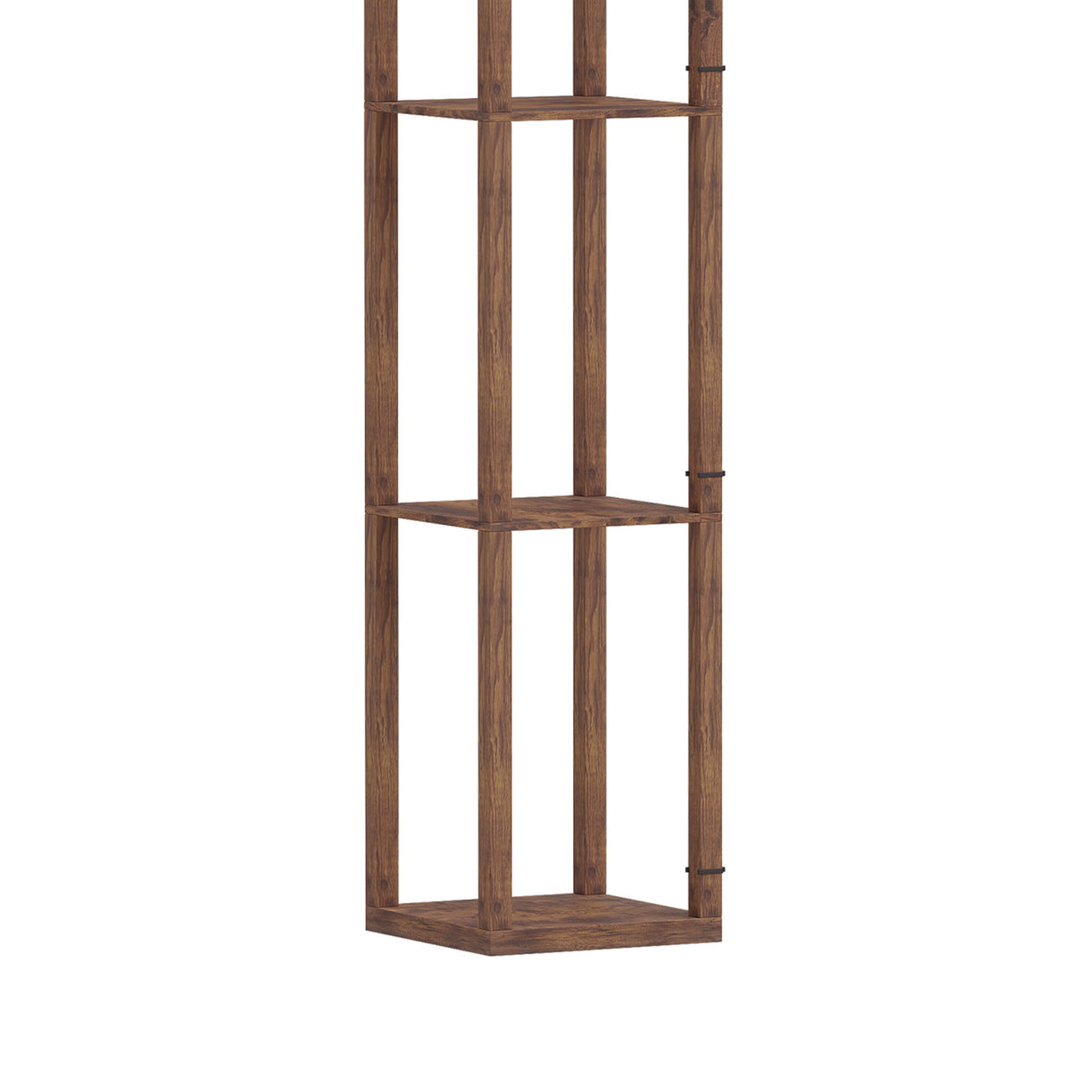 HOMCOM Floor Lamp with Shelves, Modern Dimmable Standing Lamp with Fabric Shade, Adjustable Colour Temperature, Rustic Brown