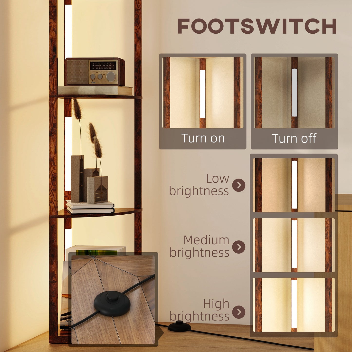 HOMCOM 4-Tier Corner Floor Lamp