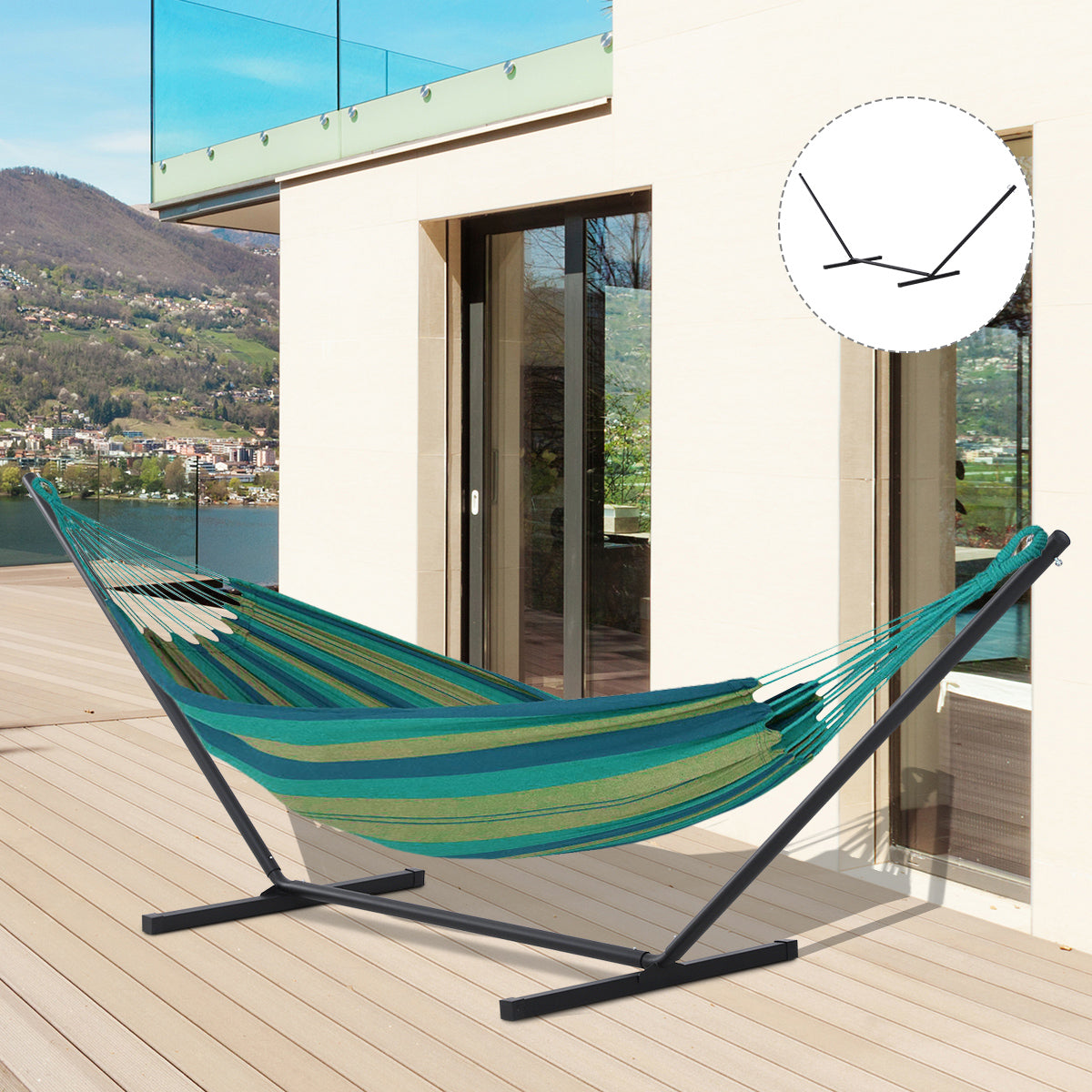 Outsunny 3.6m Extra-long Universal Hammock Stand Metal Frame Garden Camping Picnic Outdoor Patio Replacement â€“ Stand Only