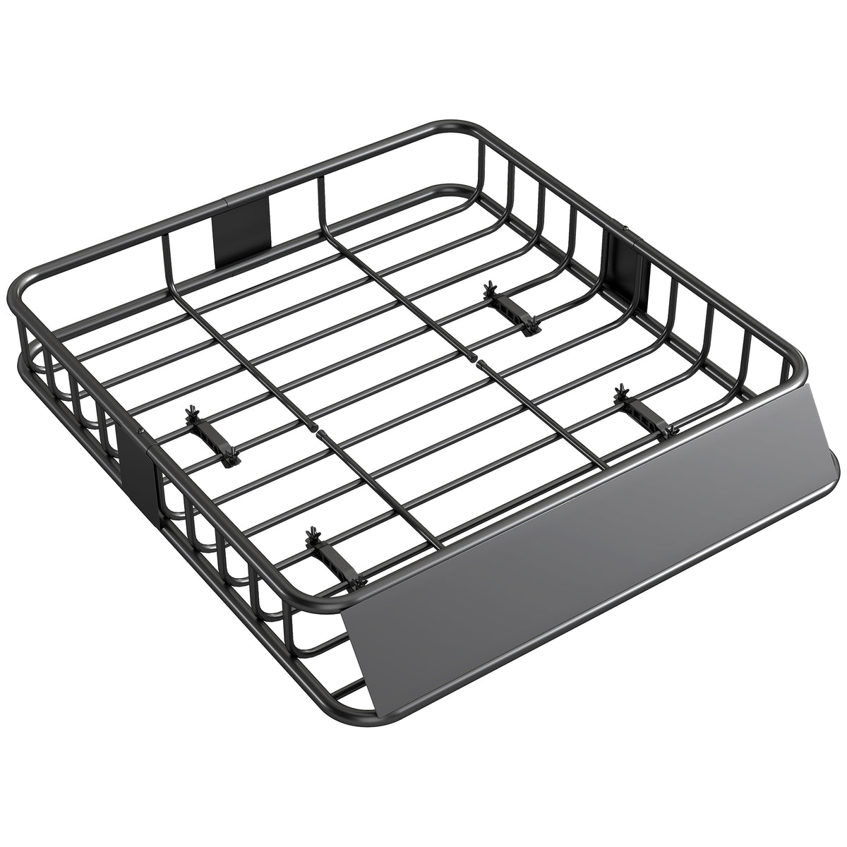 HOMCOM Universal Roof Rack Basket Tray, 90.7 kg Steel Car Rooftop Luggage Cargo Carrier Holder with Wind Fairing, Side Rails for SUVs, Pickups, Sedans, Off-Road Vehicles, 110.5 x 99.5 x 18.5 cm, Black Default Title
