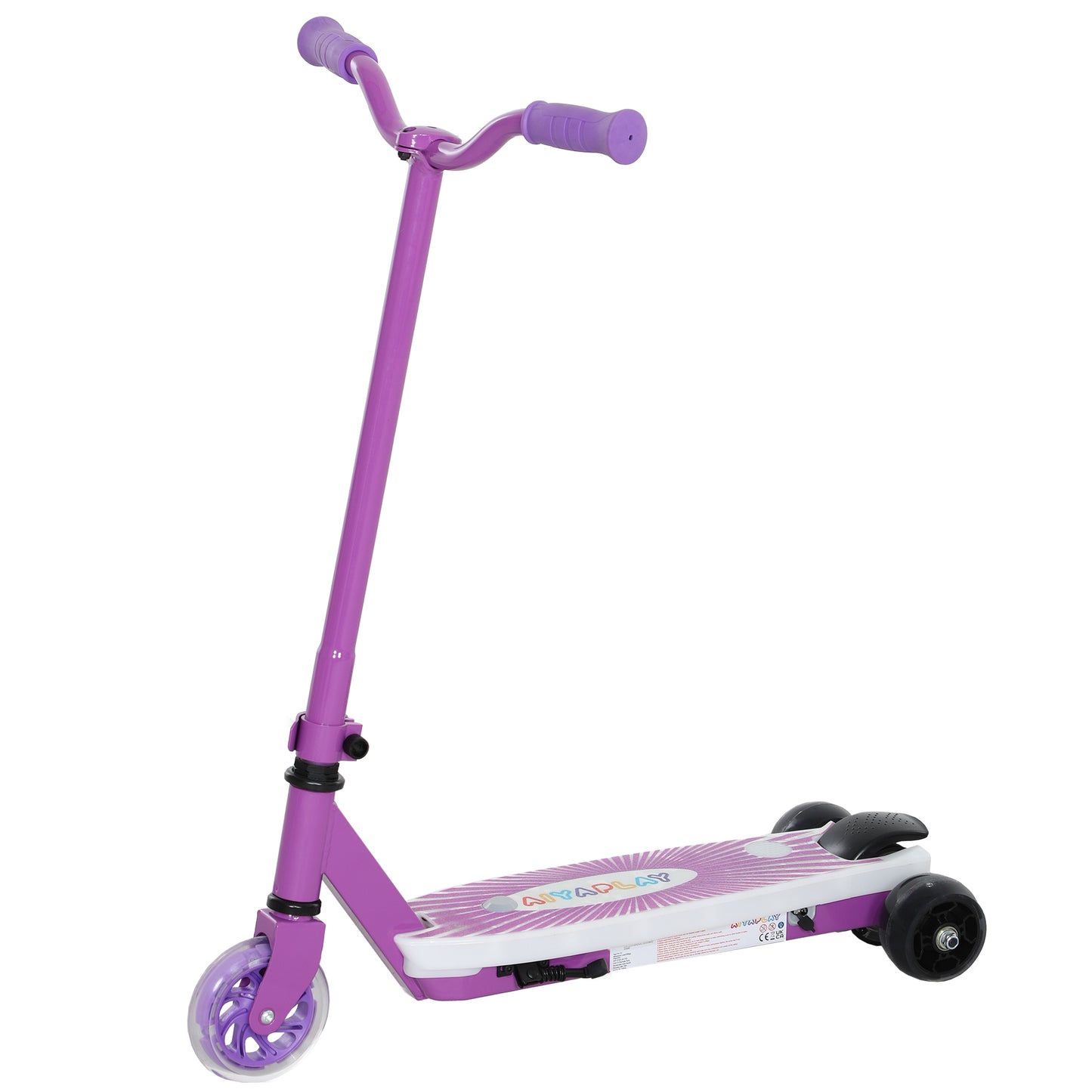 AIYAPLAY Electric Scooter for Kids Aged 4-7 Years, with Flashing LED Lights, Rear Auxiliary Wheels, Purple Default Title