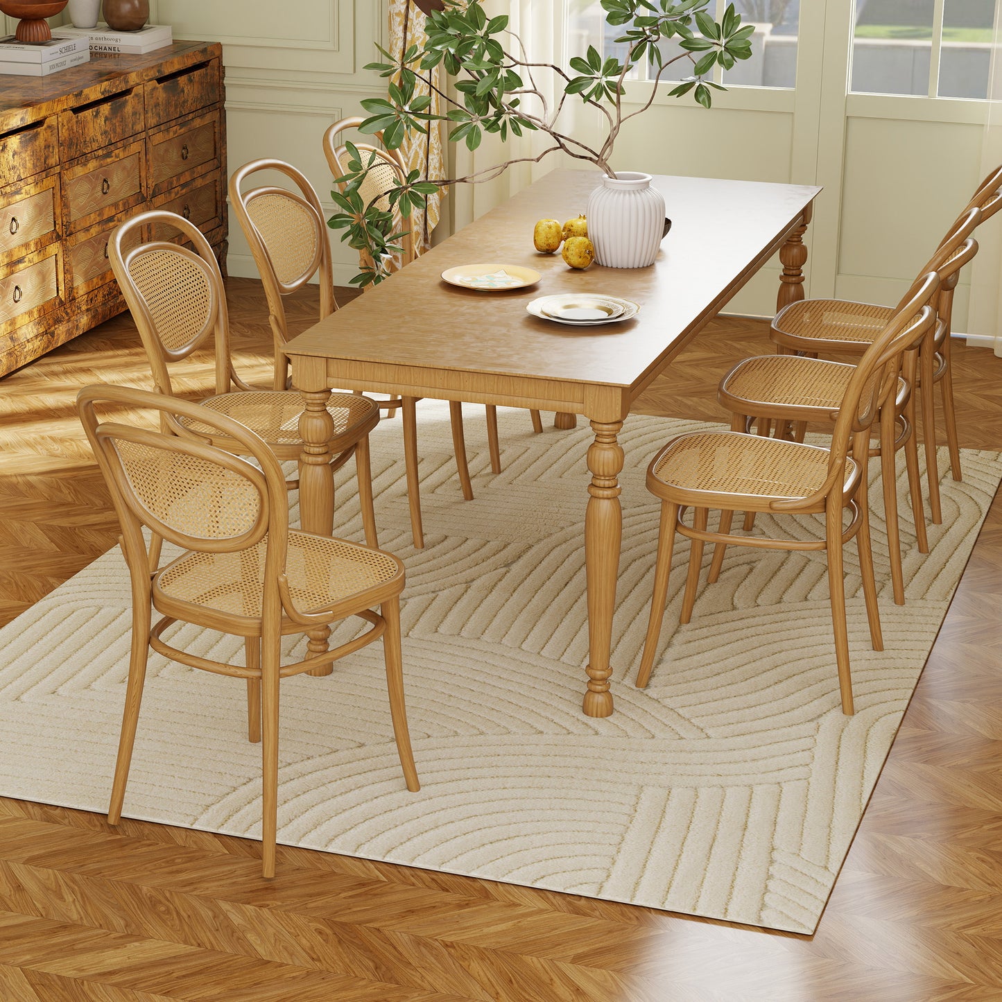 HOMCOM Modern Geometric Rug, Thick & Plush, Non-Slip, 230 x 160 cm, Cream, Living Room, Bedroom, Office