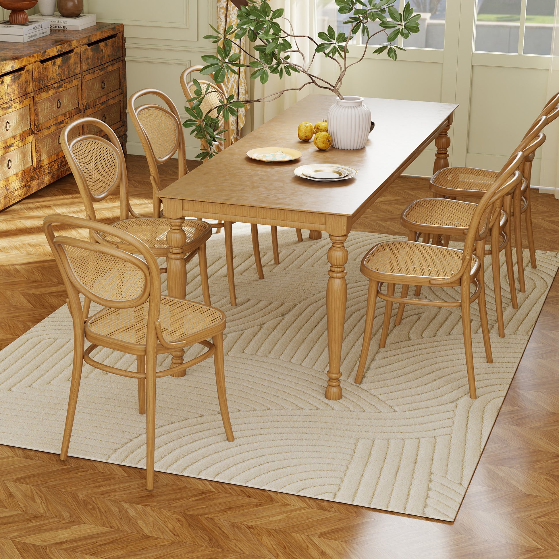 HOMCOM Modern Geometric Rug, Thick & Plush, Non-Slip, 230 x 160 cm, Cream, Living Room, Bedroom, Office