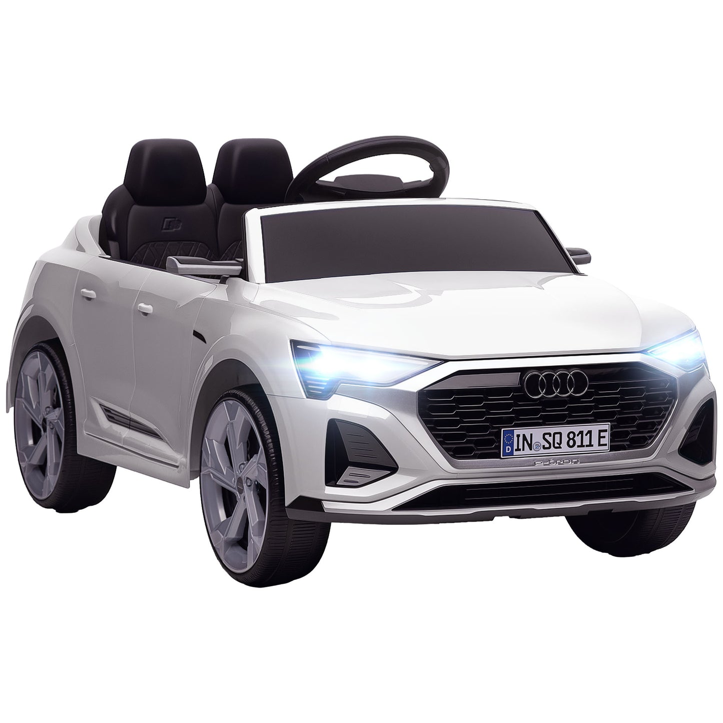 AIYAPLAY Audi Q8 etron Sportback Licensed Ride on Car with Remote Control, Four-Wheel Suspension, Soft Start for Ages 3-4, White