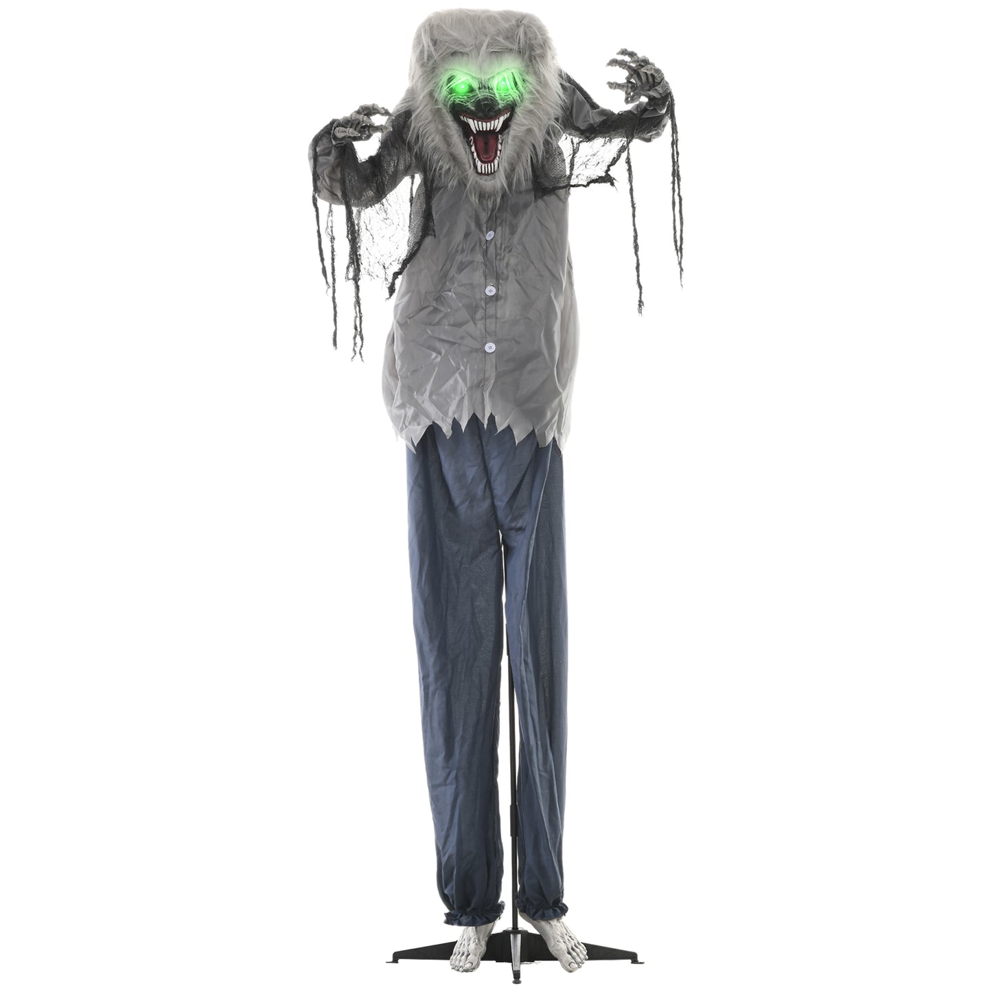 HOMCOM 6'8" Skeleton Werewolf Halloween Animatronic, with Glowing Eyes Default Title
