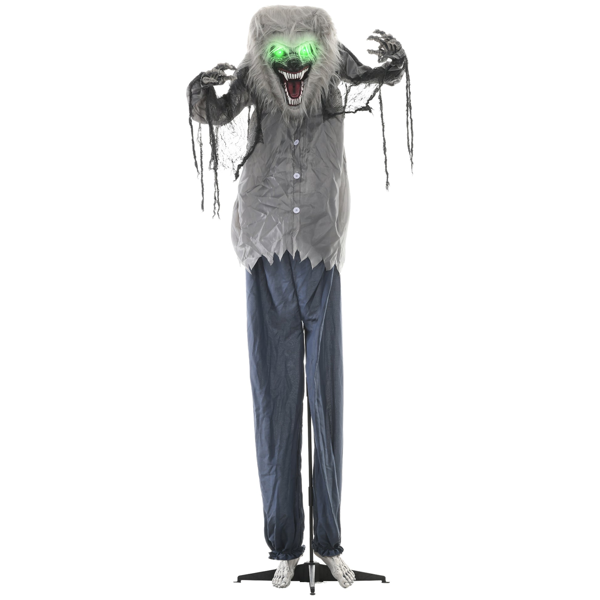 HOMCOM 6'8" Skeleton Werewolf Halloween Animatronic, with Glowing Eyes Default Title