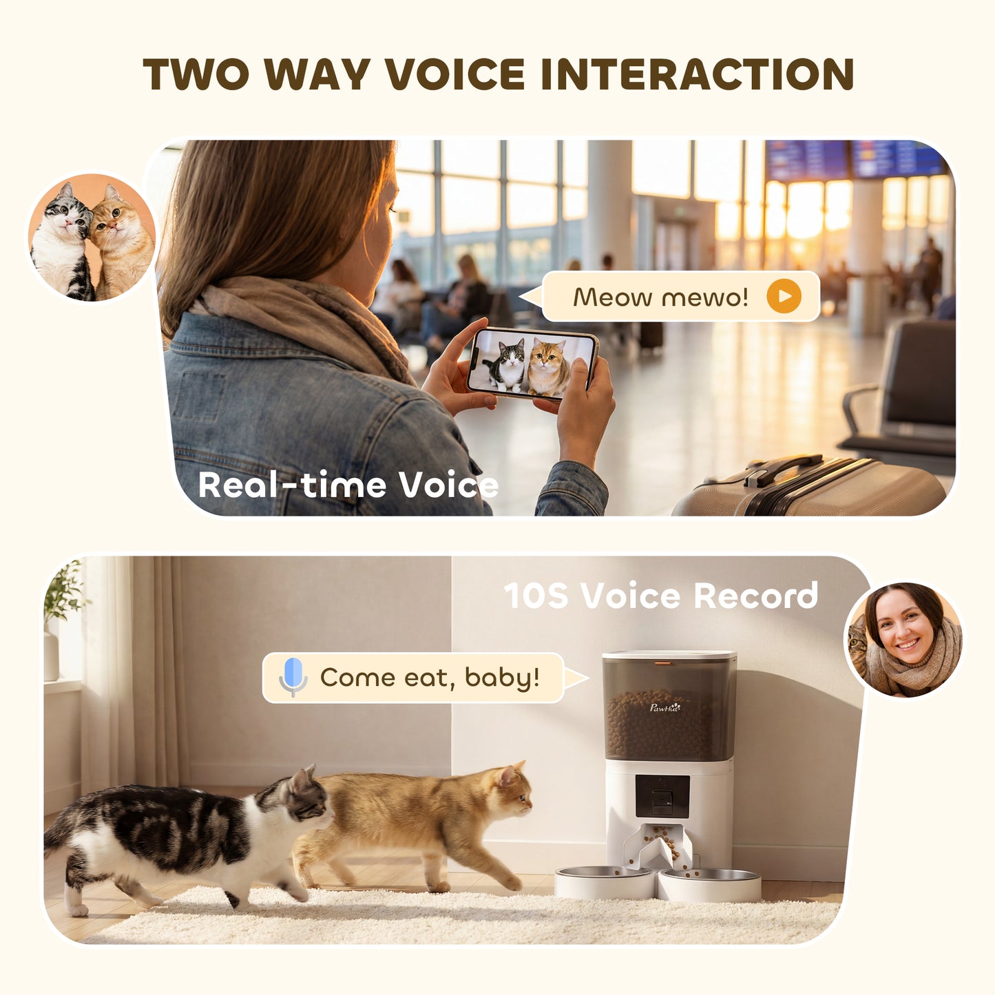 PawHut Automatic Cat Feeder for 2 Cats with HD Cameraï¼Œ2.4G & 5G WiFi Pet Food Dispenser 6L APP Control