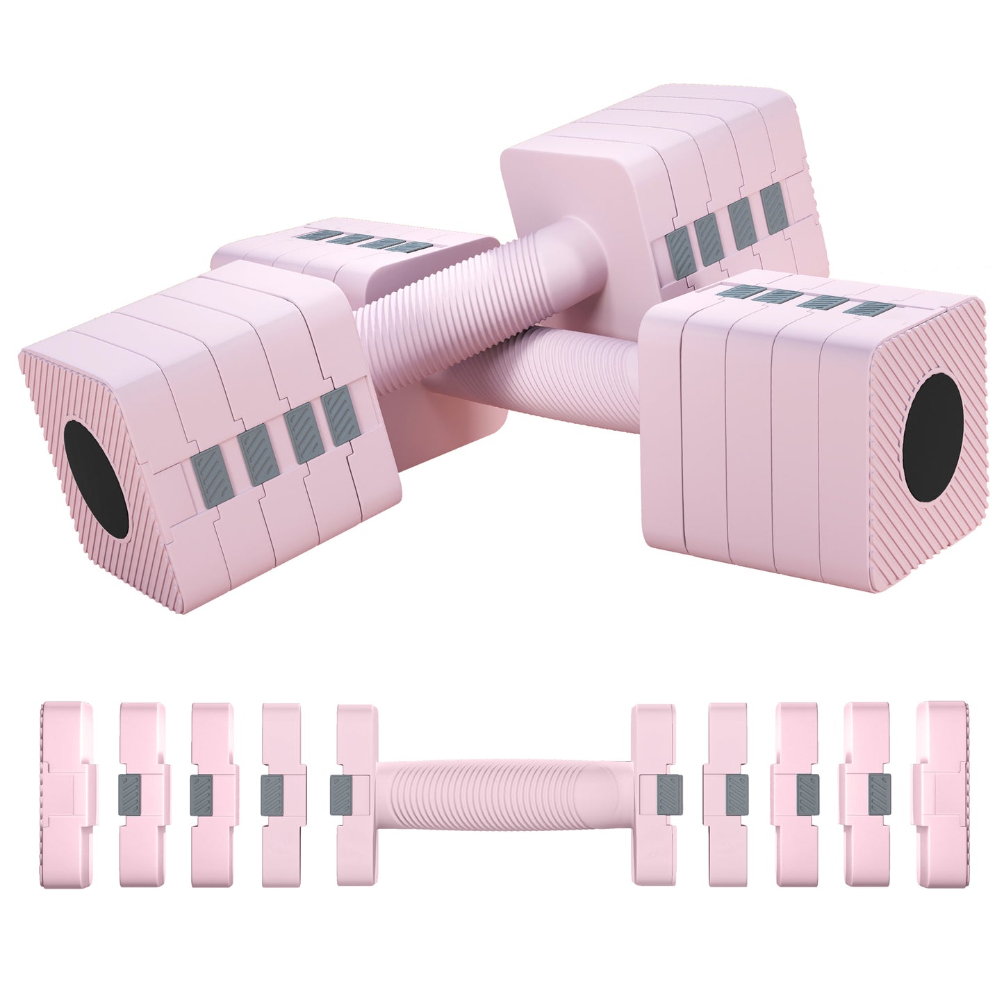 SPORTNOW Adjustable Dumbbell Set of 2, Each 1/2/3/4/5 kg Weight, 5-in-1 Weights Dumbbells Set with Non-Slip Handle, Pink Default Title