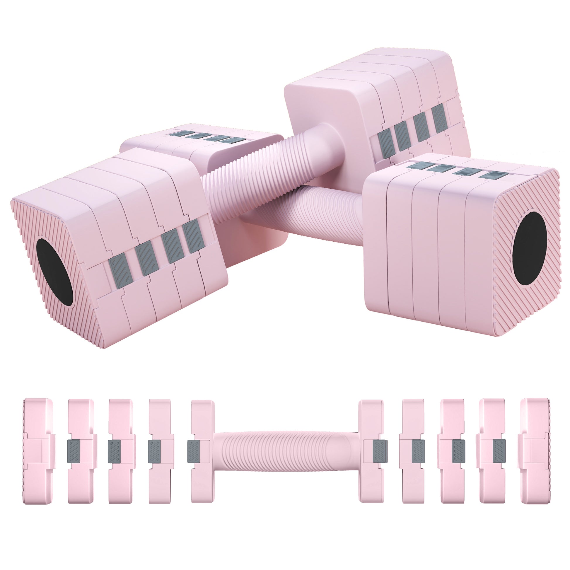 SPORTNOW Adjustable Dumbbell Set of 2, Each 1/2/3/4/5 kg Weight, 5-in-1 Weights Dumbbells Set with Non-Slip Handle, Pink Default Title