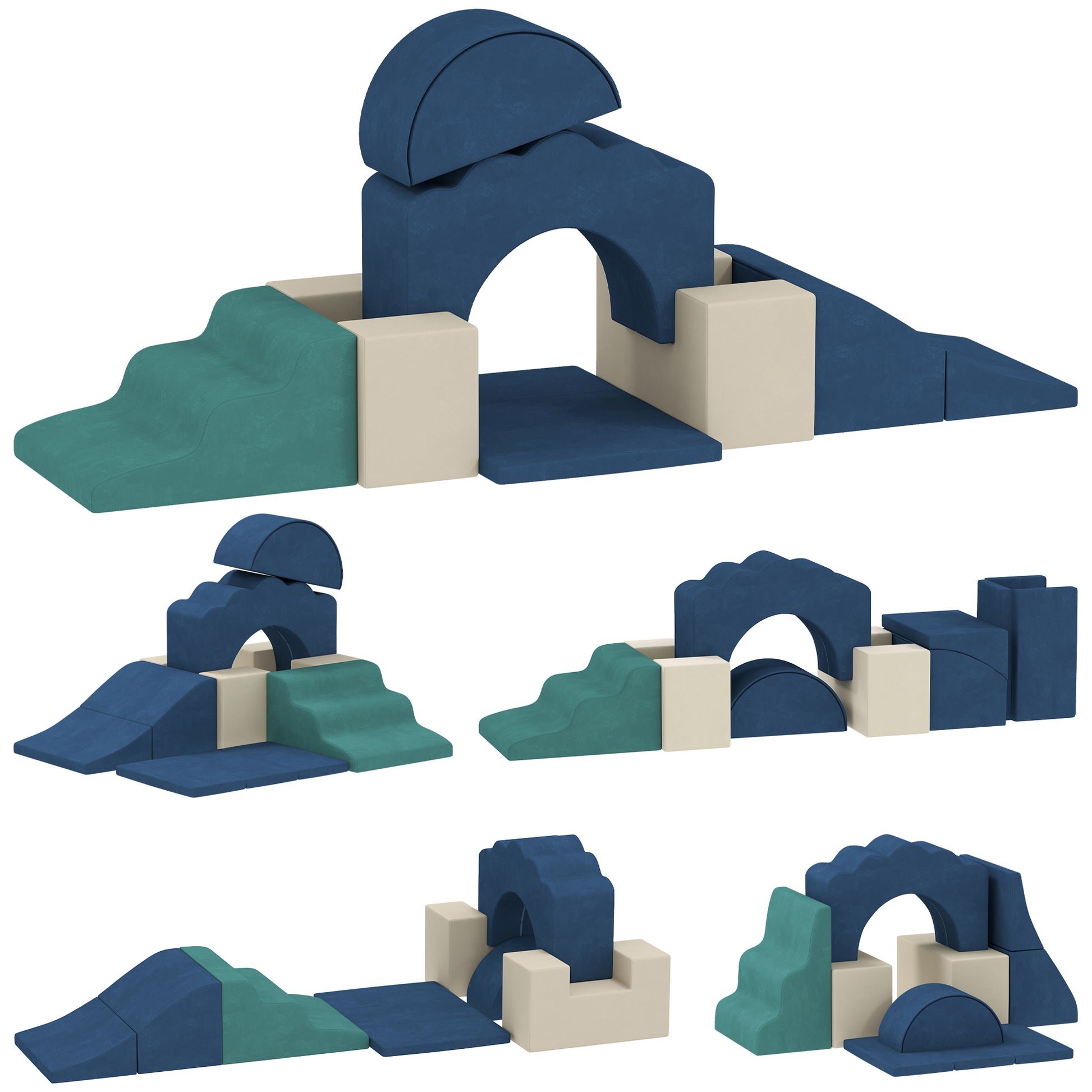 AIYAPLAY 7 Piece Kids Soft Play Set with Detachable Cover, Baby Indoor Climb and Crawl Foam Toy for Toddlers, Dark Blue Default Title
