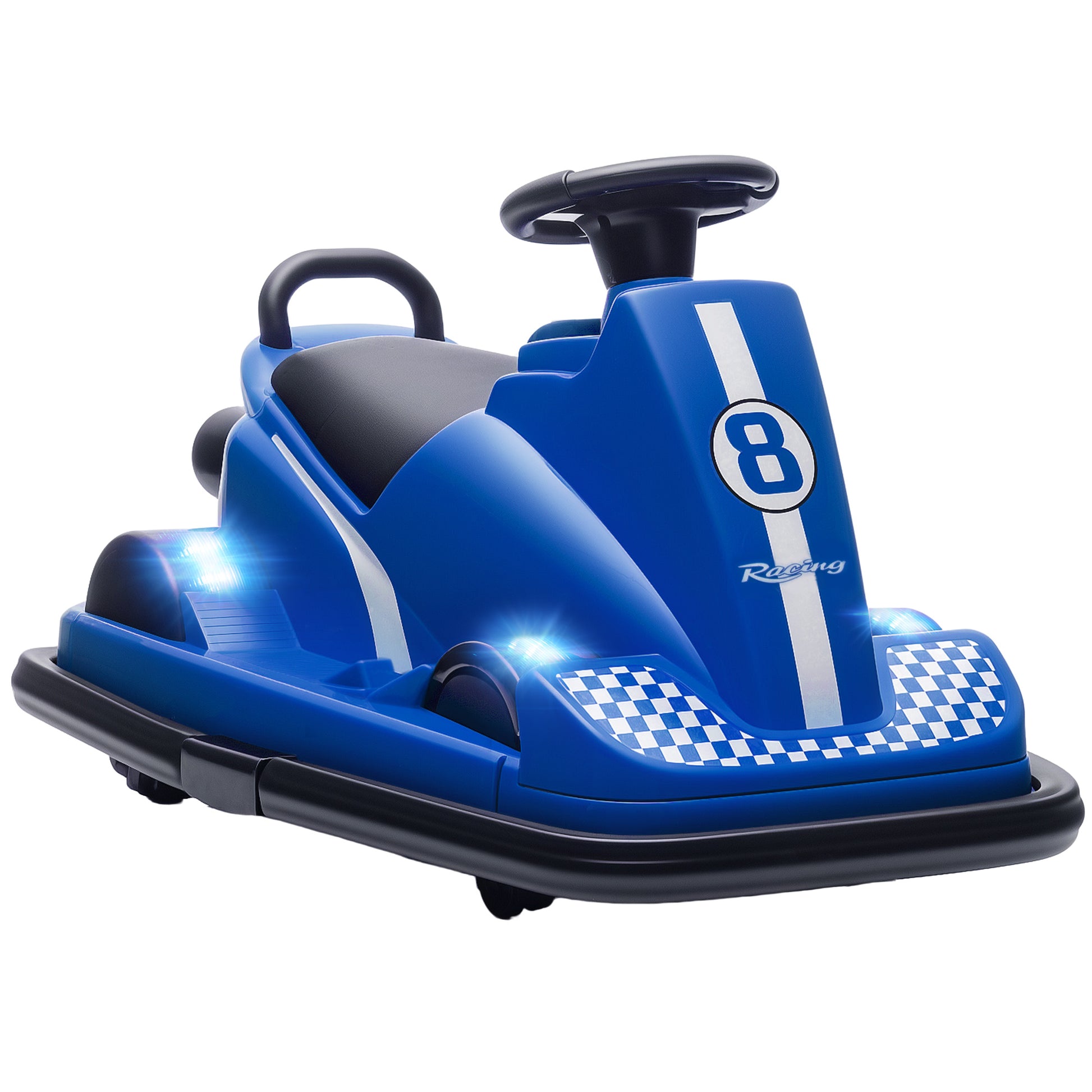 AIYAPLAY Kids Bumper Car, 360Â° Rotation Spin Electric Waltzer Car with LED Lights, Music for Ages 3-8 Years Old, Blue Default Title