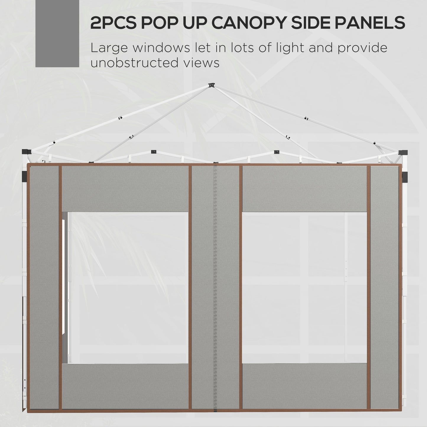 Outsunny Set of Two 295cm Replacement Canopy Walls - Grey