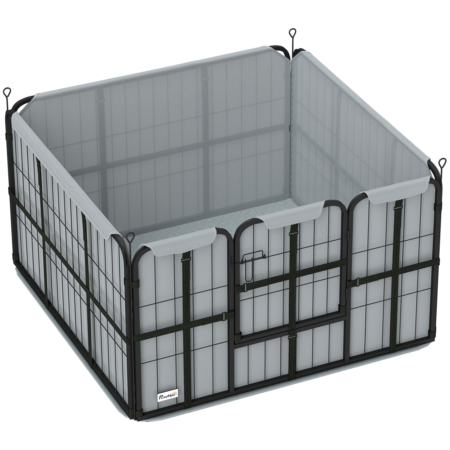 PawHut Steel Dog Whelping Box with Washable Whelping Pad, Wind-Resistant Cloth, for Small, Medium Dogs, 102 x 102 x 60cm Default Title