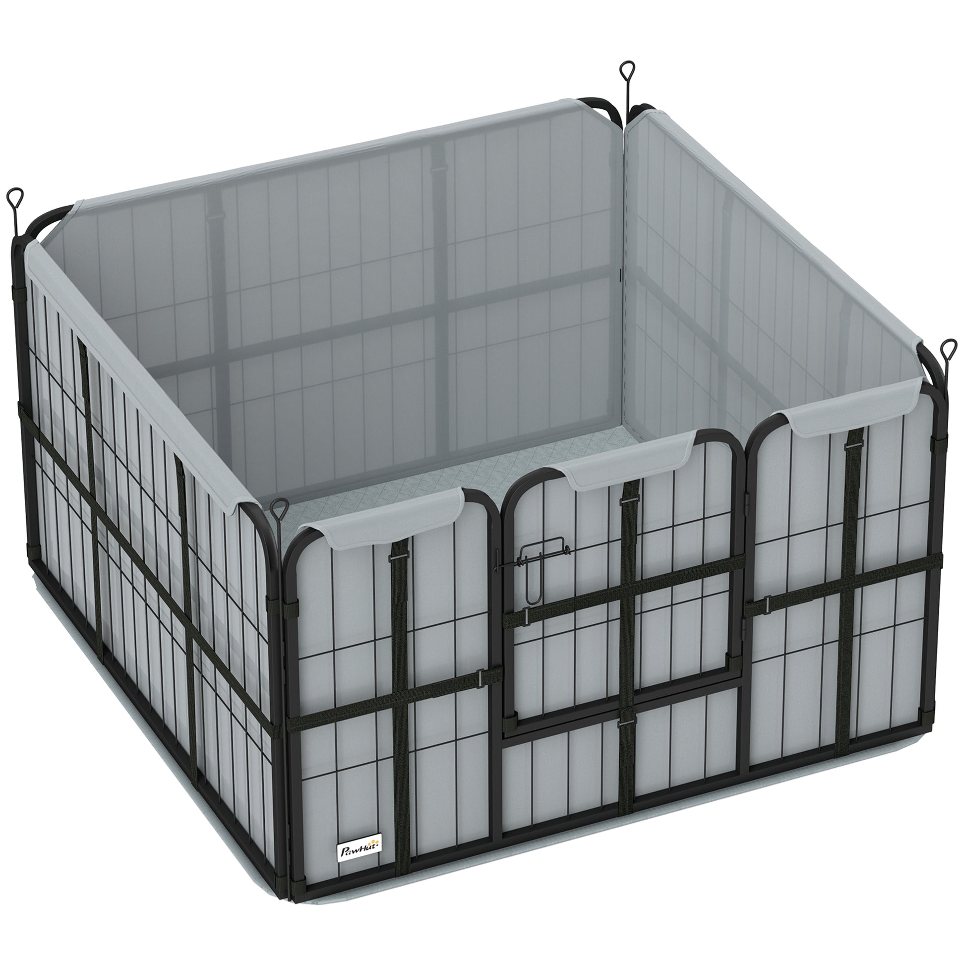 PawHut Steel Dog Whelping Box with Washable Whelping Pad, Wind-Resistant Cloth, for Small, Medium Dogs, 102 x 102 x 60cm Default Title
