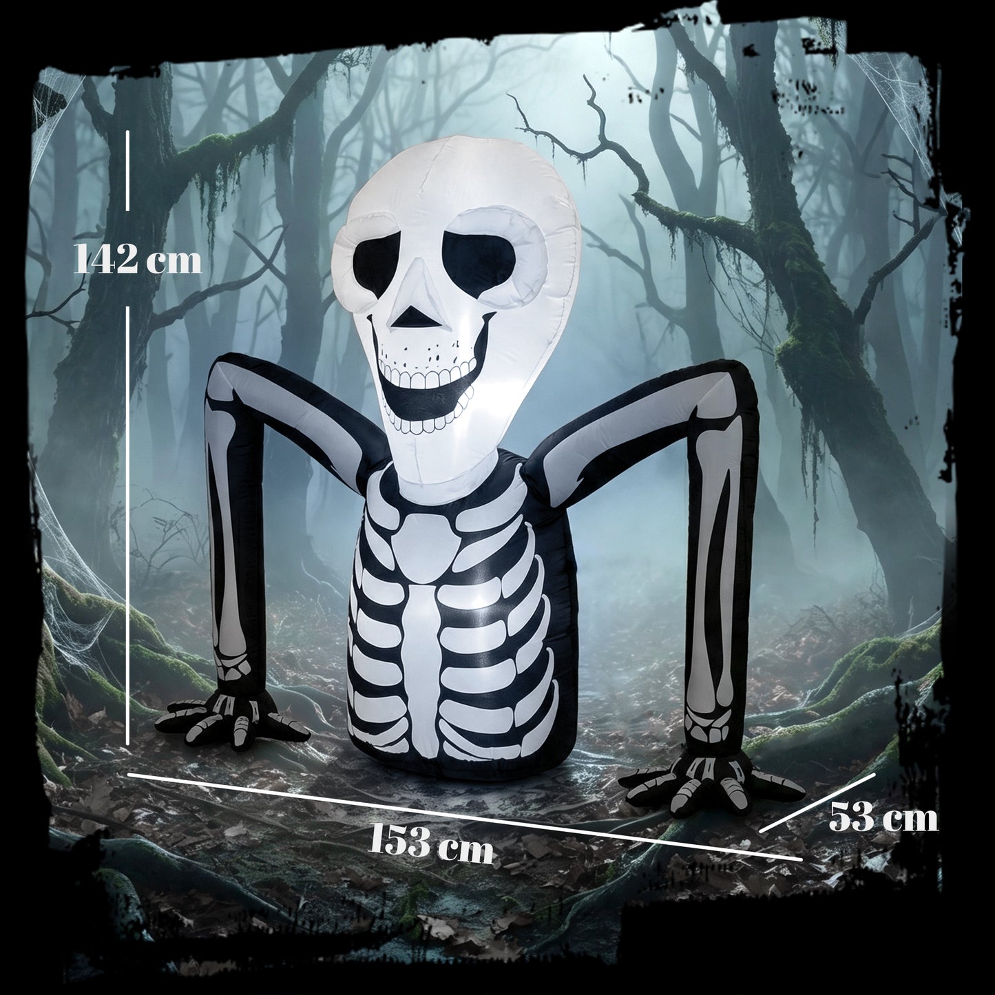 Outsunny Inflatable Ground Crawling Skeleton, Scary Halloween Decoration with Built-in LED Lights for Indoor Outdoor Decor