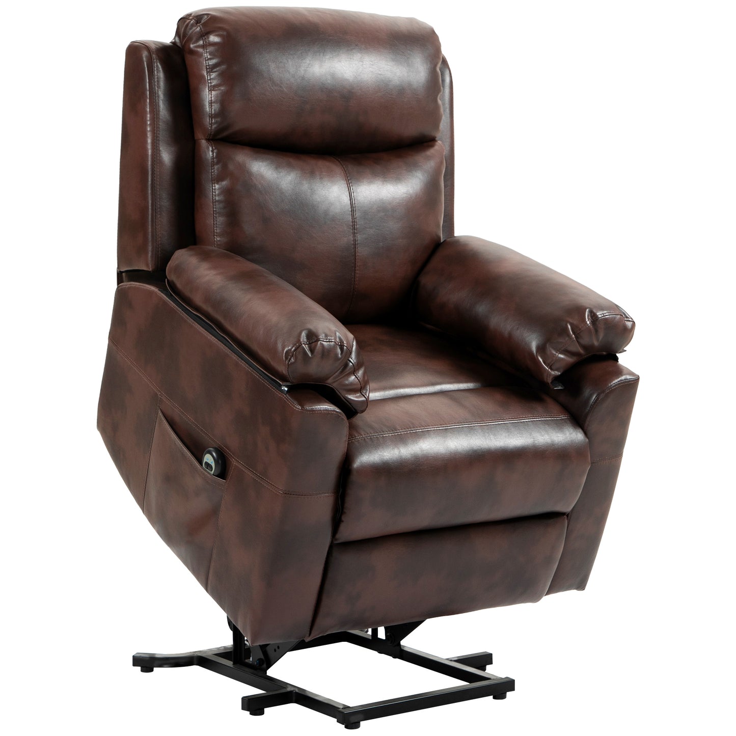 HOMCOM Faux Leather 70Â° Electric Riser Recliner Chair, Dark Brown