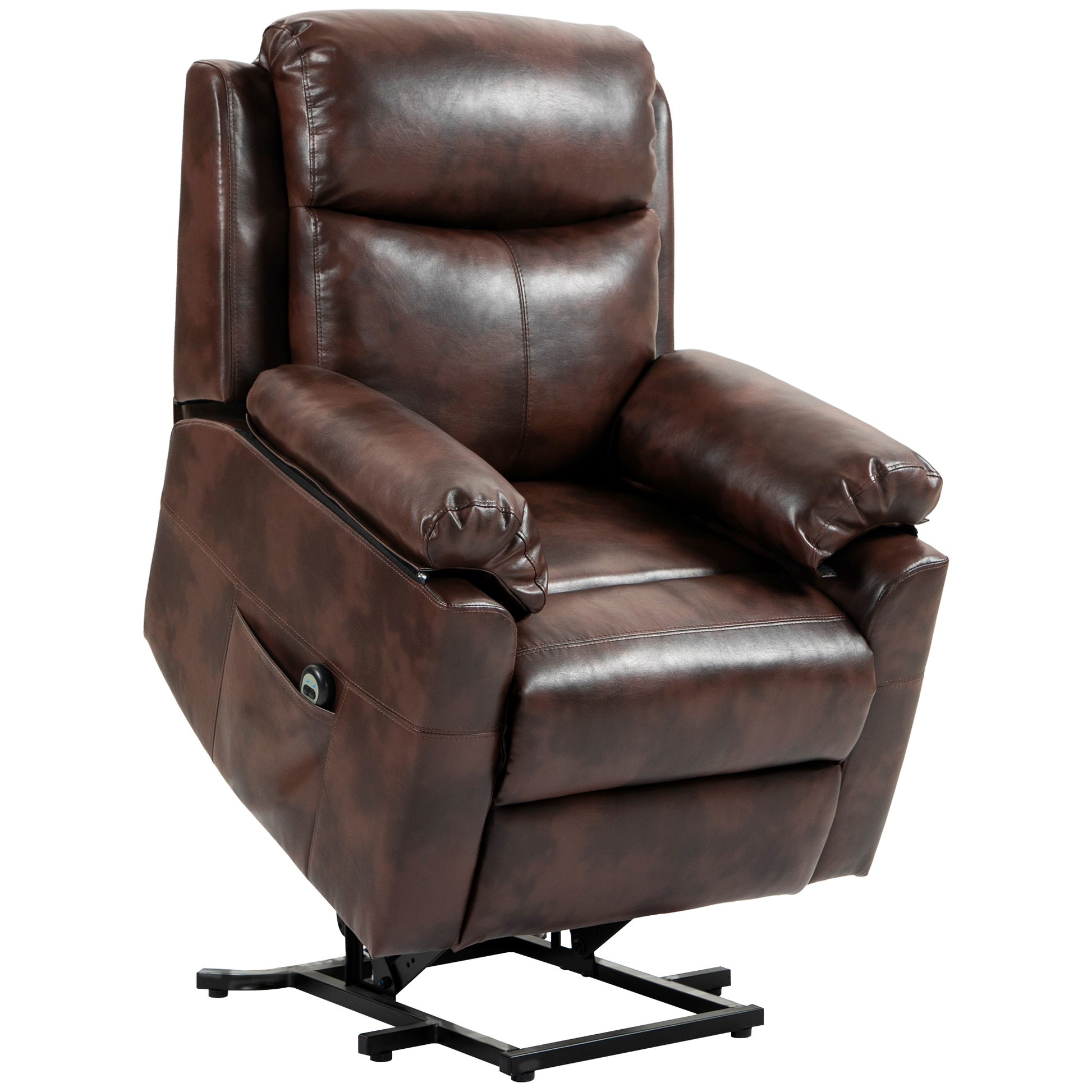 HOMCOM Faux Leather 70Â° Electric Riser Recliner Chair, Dark Brown