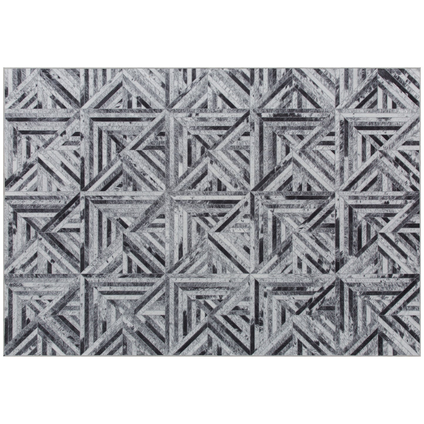 HOMCOM Modern Area Rug, Triangle Pattern Non-Slip Washable Rug, Chenille Floor Carpet for Living Room, Bedroom, Dining Room, Home Office, 170 x 120 cm, Black Default Title