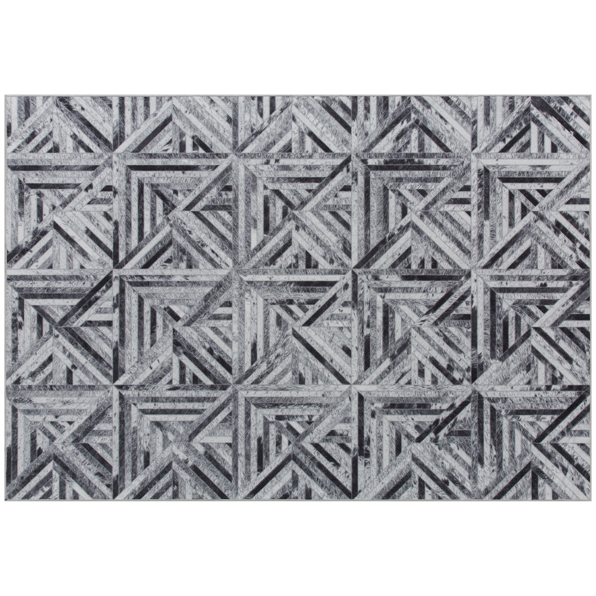 HOMCOM Modern Area Rug, Triangle Pattern Non-Slip Washable Rug, Chenille Floor Carpet for Living Room, Bedroom, Dining Room, Home Office, 170 x 120 cm, Black Default Title