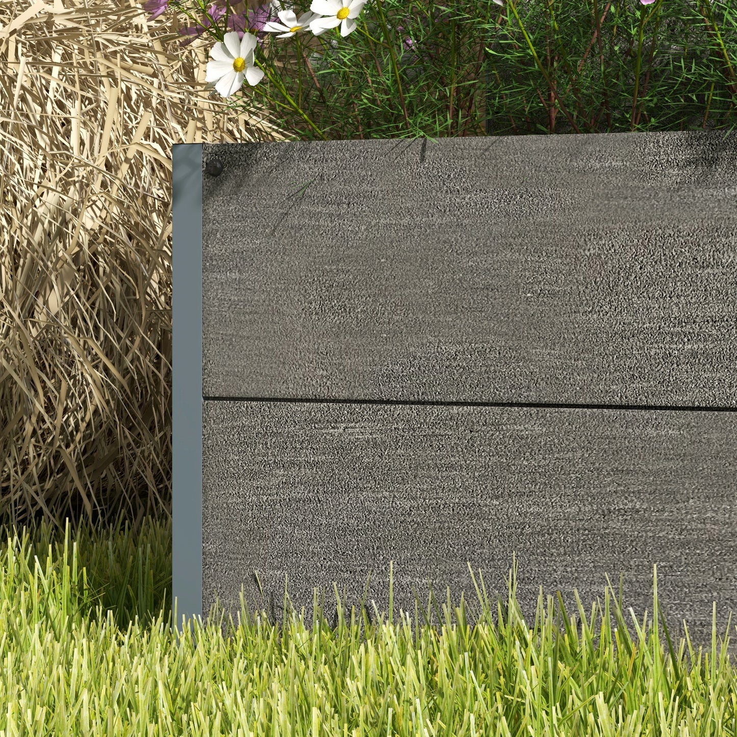 Outsunny Garden Planter with Trellis Wooden Planter for Garden & Patio Family Use, Grey