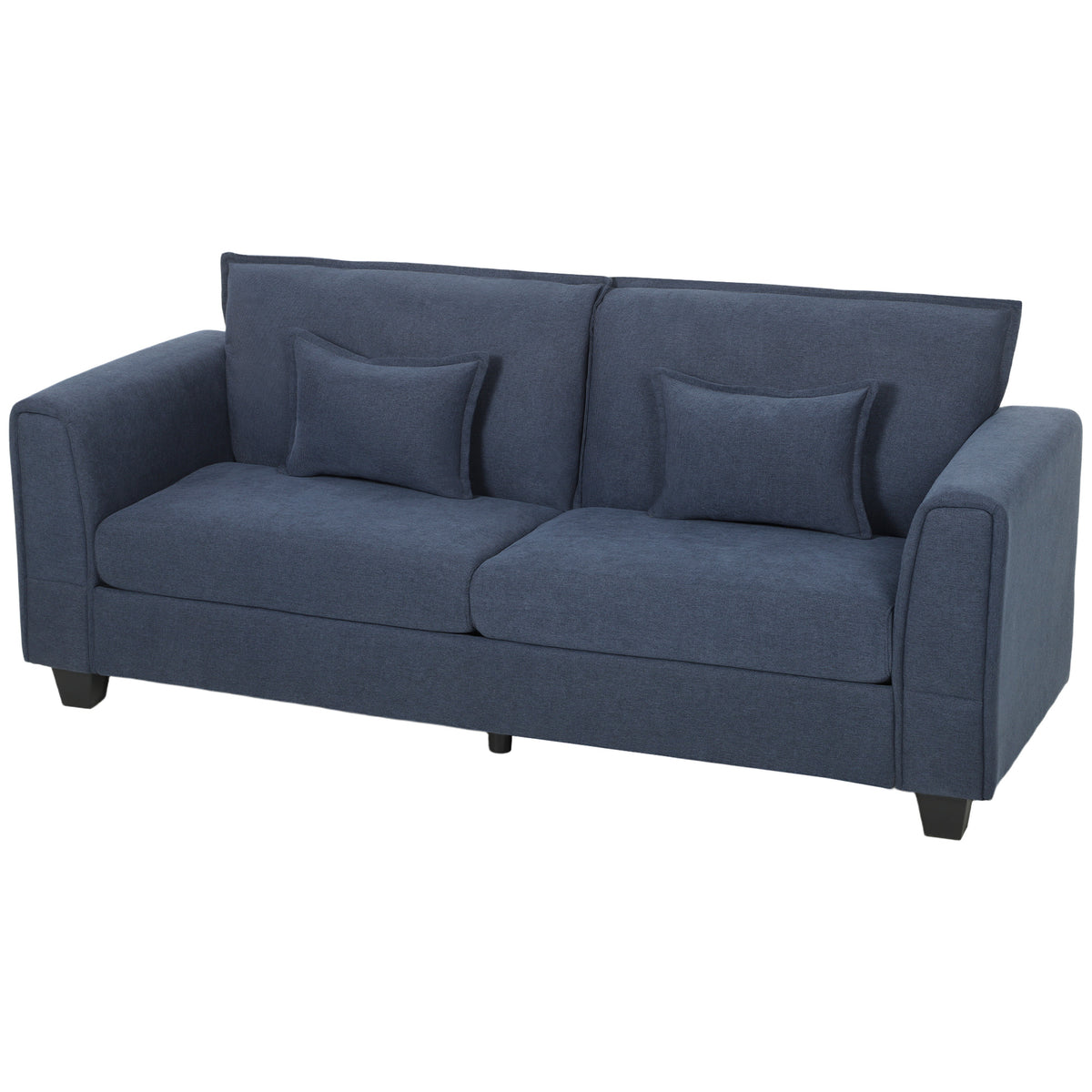 HOMCOM 3 Seater Sofa, Linen Upholstered Sofa Couch with Spring Cushions, Thick Padding, Wide Padded Armrests, Dark Blue Default Title