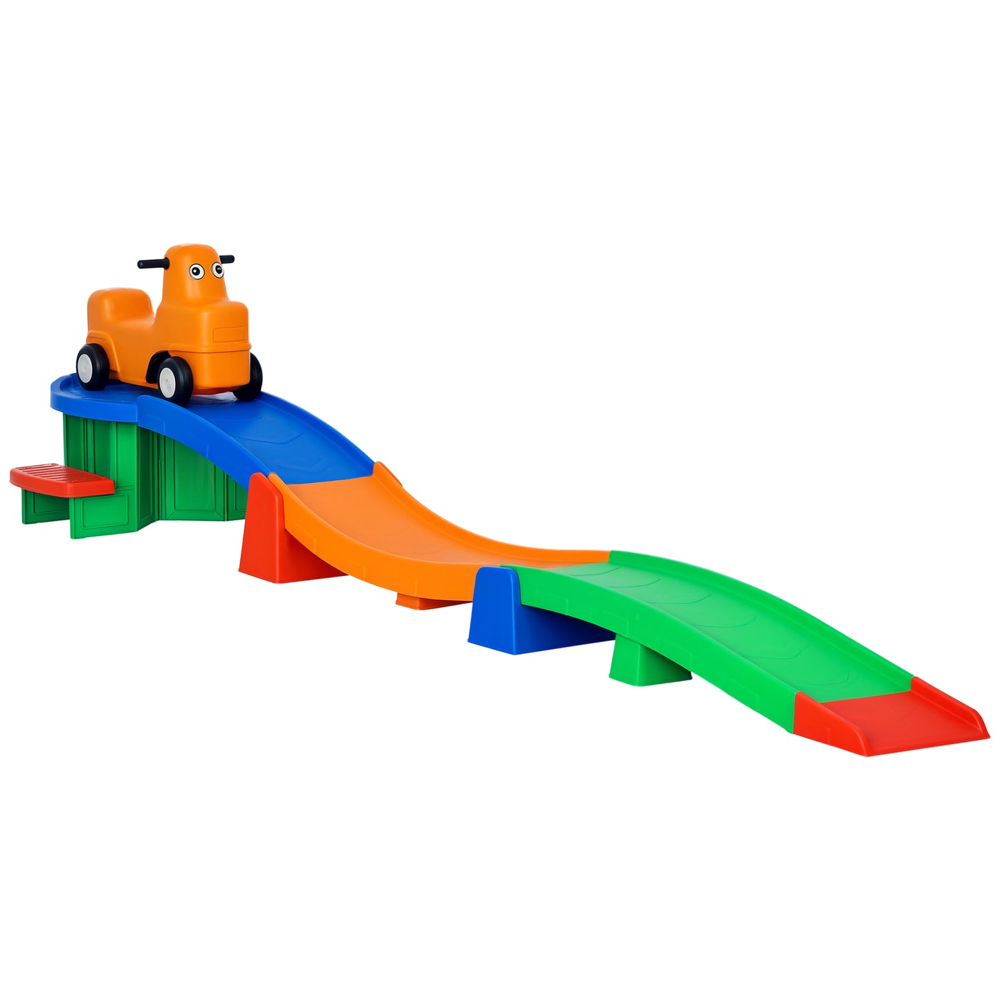 AIYAPLAY 3(m) Four-Piece Ride on Kids Roller Coaster w/ Non-Slip Steps, for Ages 2-5 Years - Multicoloured Default Title