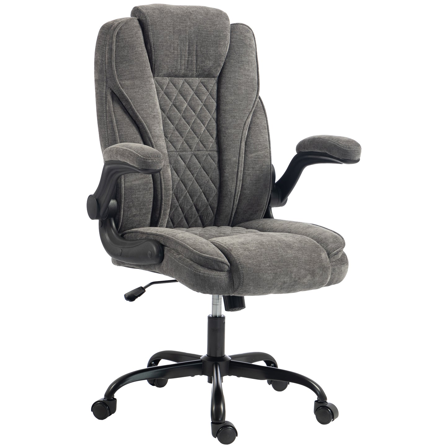 HOMCOM Office Chair, Ergonomic Desk Chair with Flip-up Armrest, Pocket Springs, Swivel Wheels, Adjustable Height, Dark Grey