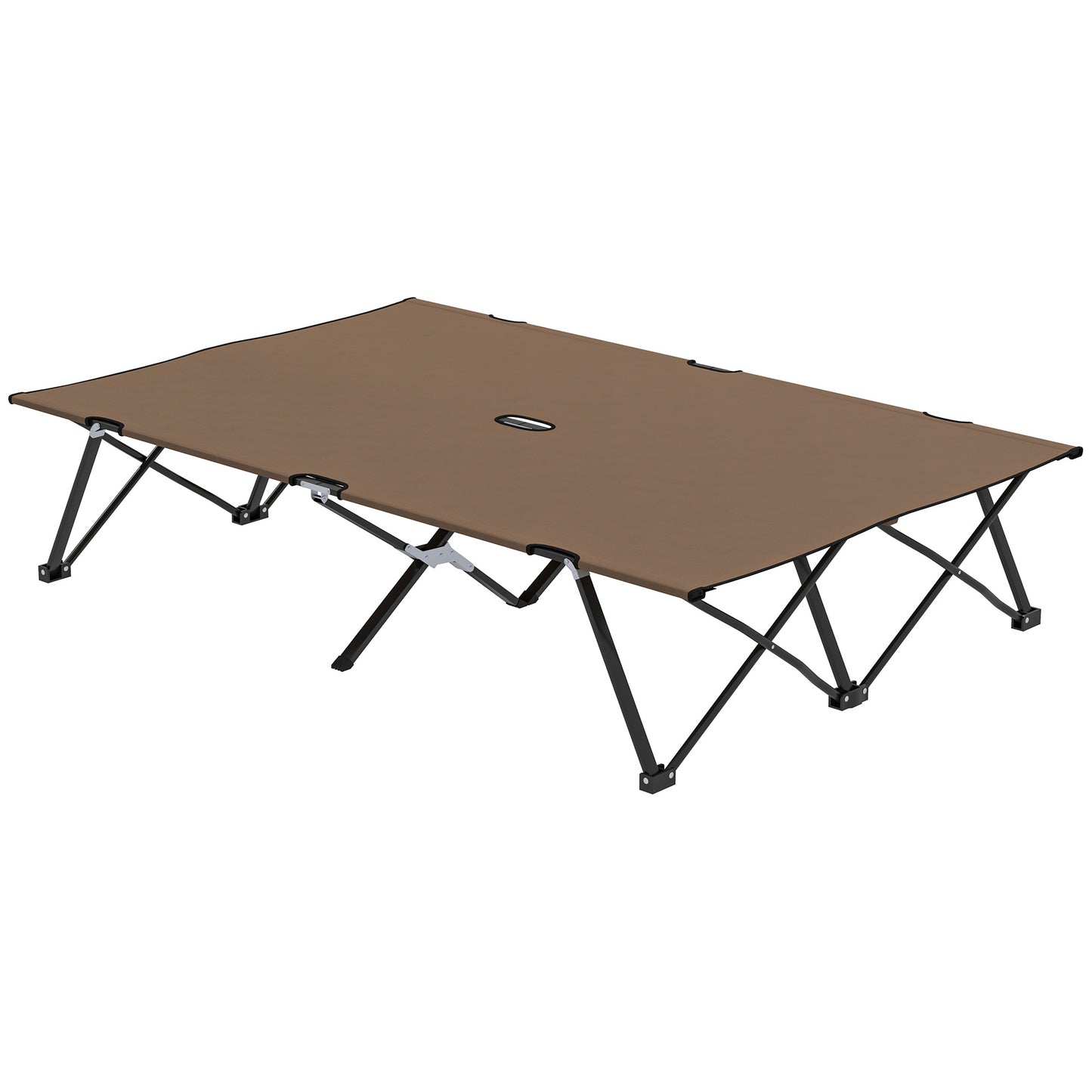 Outsunny Double Camping Cot Bed, with Bag - Khaki