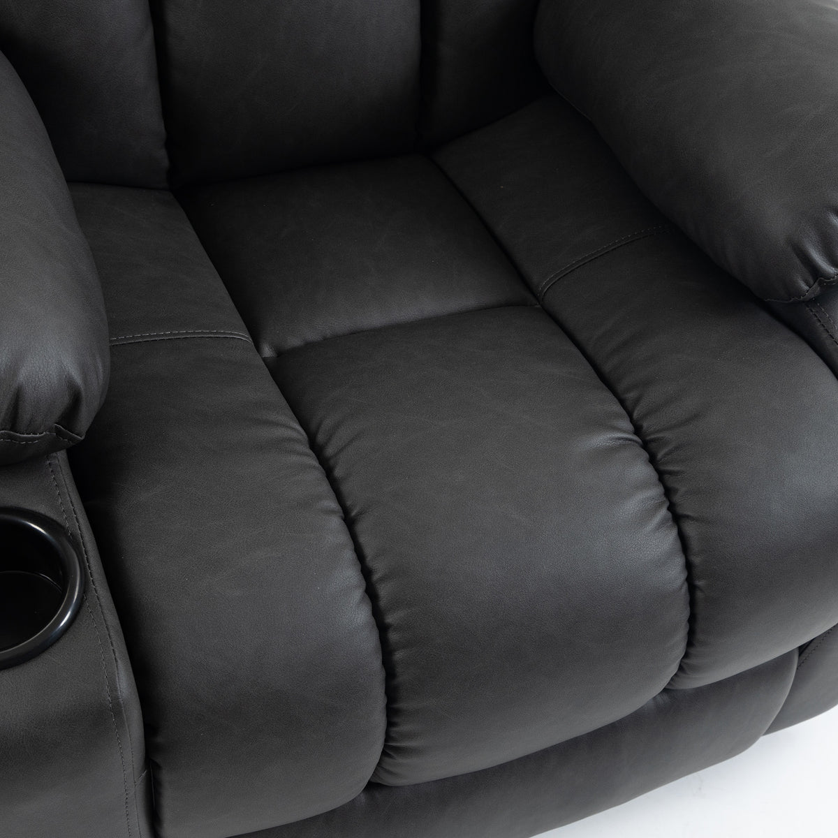 HOMCOM Riser Recliner Chair with Massage and Heat for Elderly, PU Leather Power Electric Lift Armchair, Cup Holders, Dark Grey
