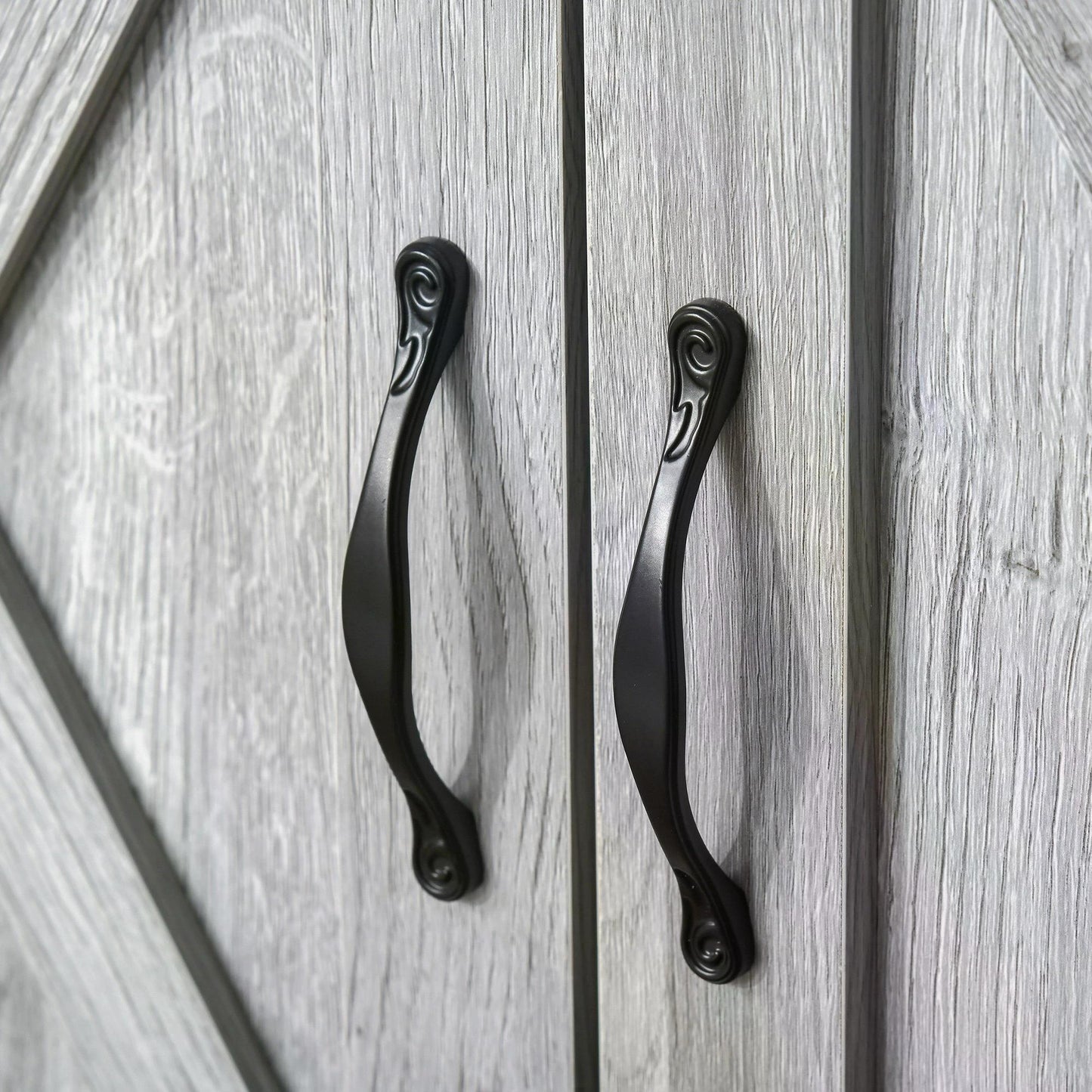 HOMCOM Farmhouse Barn Door Sideboard Storage Cabinet Coffee Bar for LIVING Room â€“ Grey Grain