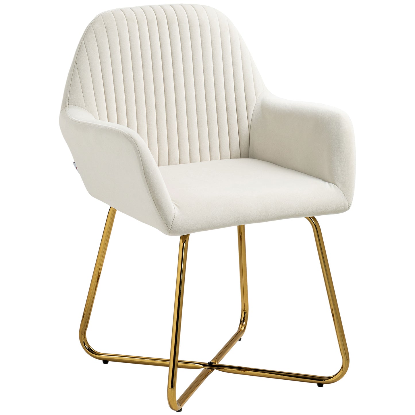 HOMCOM Modern Arm Chair Upholstered Accent Chair with Metal Base for Living Room Cream White Default Title