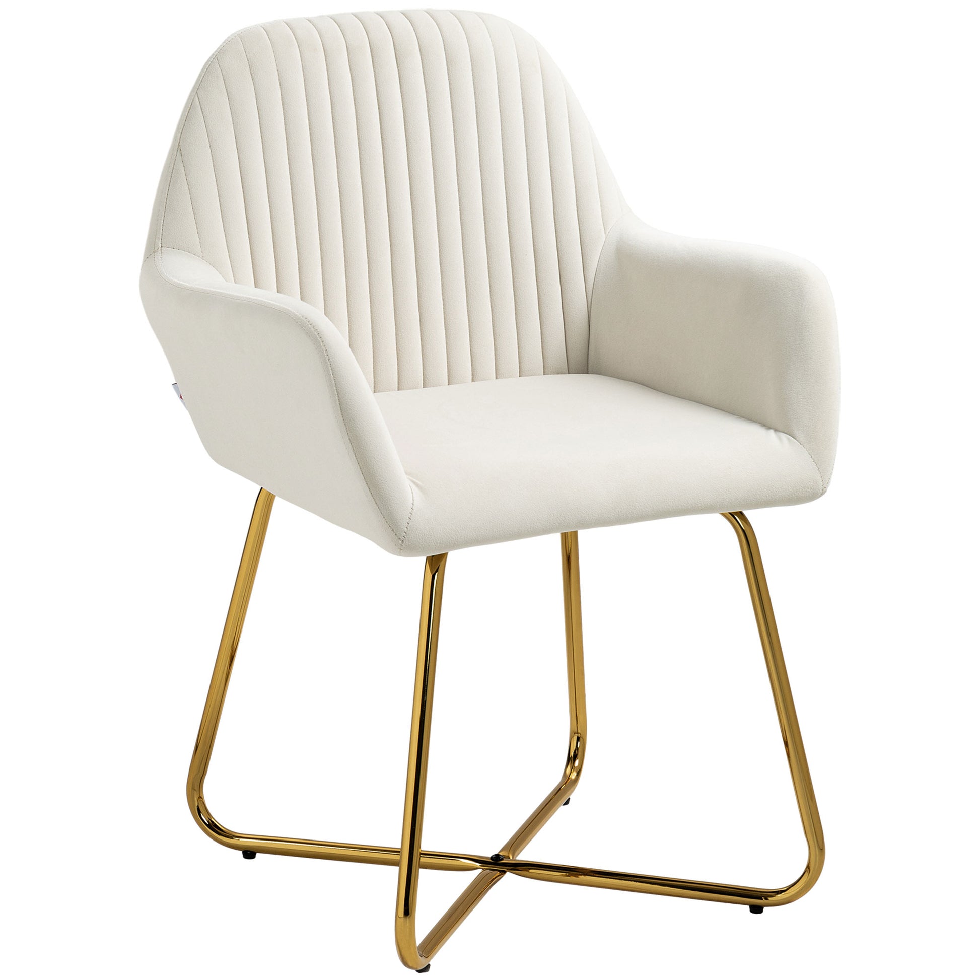 HOMCOM Modern Arm Chair Upholstered Accent Chair with Metal Base for Living Room Cream White Default Title