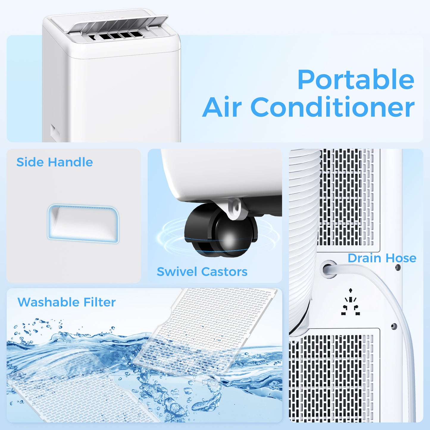 HOMCOM 12,000 BTU 5-in-1 Mobile Air Conditioner, 35mÂ² Radius - White