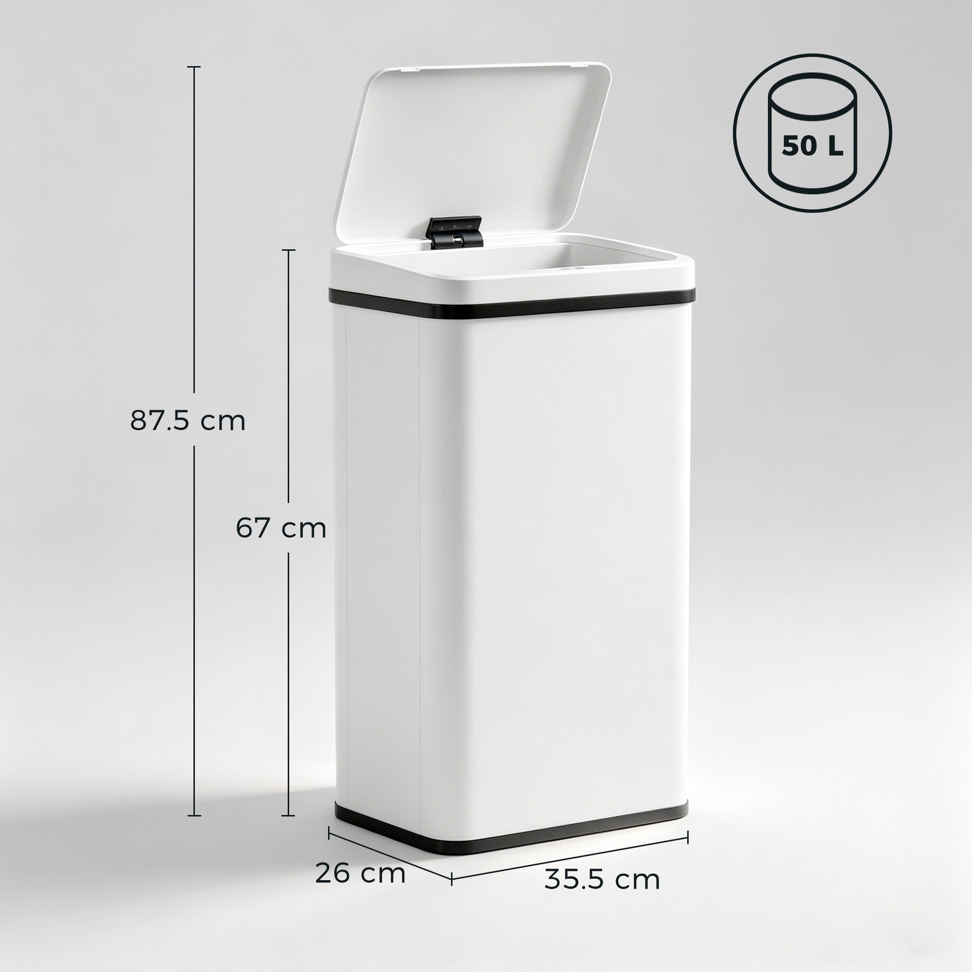 HOMCOM 50L Sensor Bin with Soft-Close Lid, Stainless Steel Automatic Touchless Motion Sensor Kitchen Bin, White