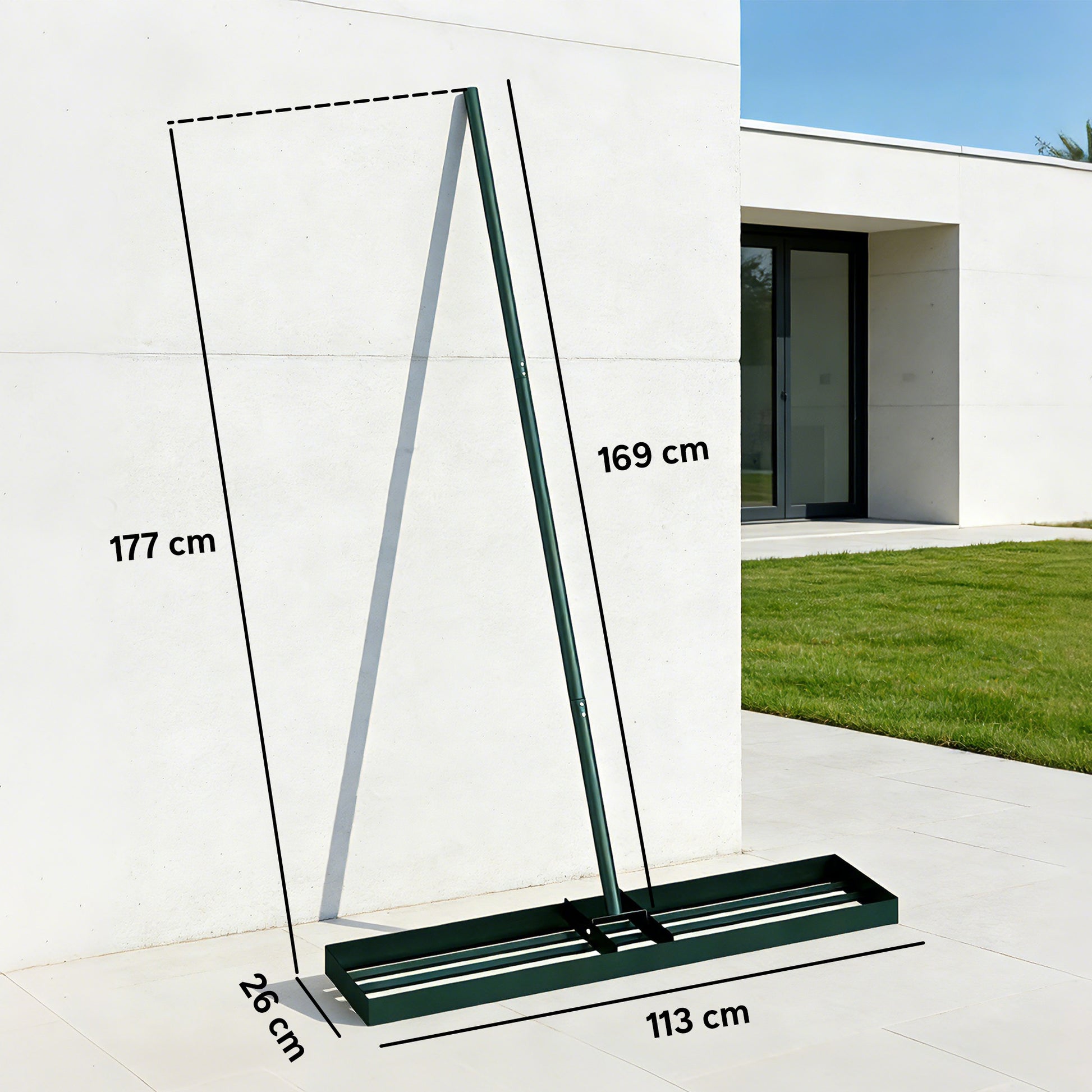 Outsunny Lawn Levelling Rake, 113 x 26 cm Lawn Leveller Lute with 169 cm Handle for Grass Soil Sand Yard Golf Course
