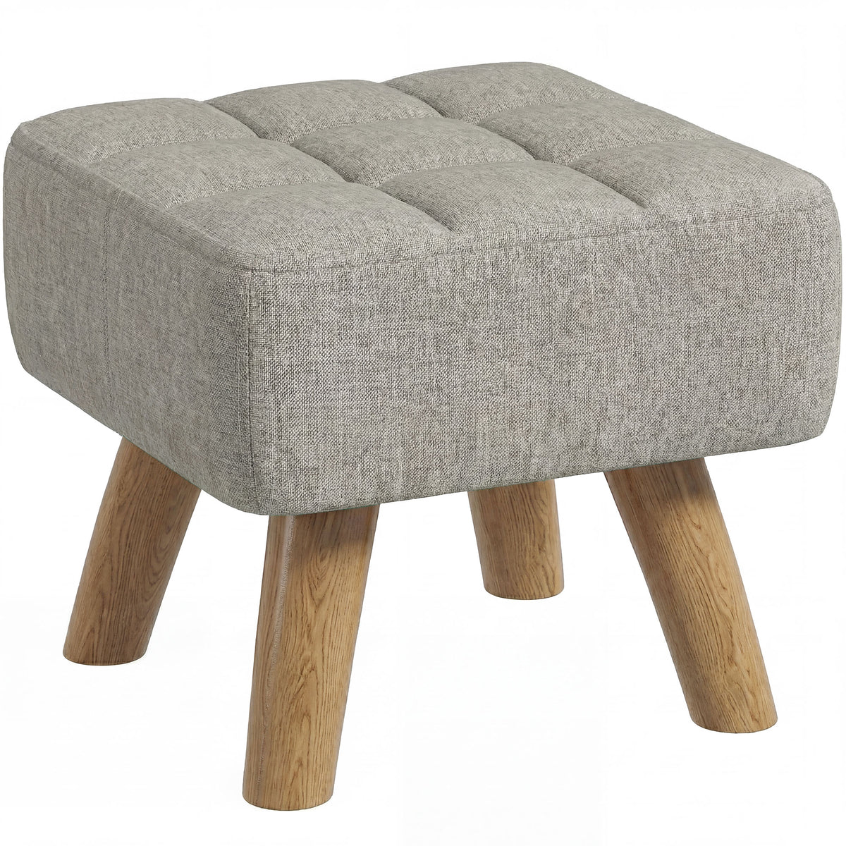 HOMCOM Linen-Look Square Padded Footstool - Light Brown Default Title