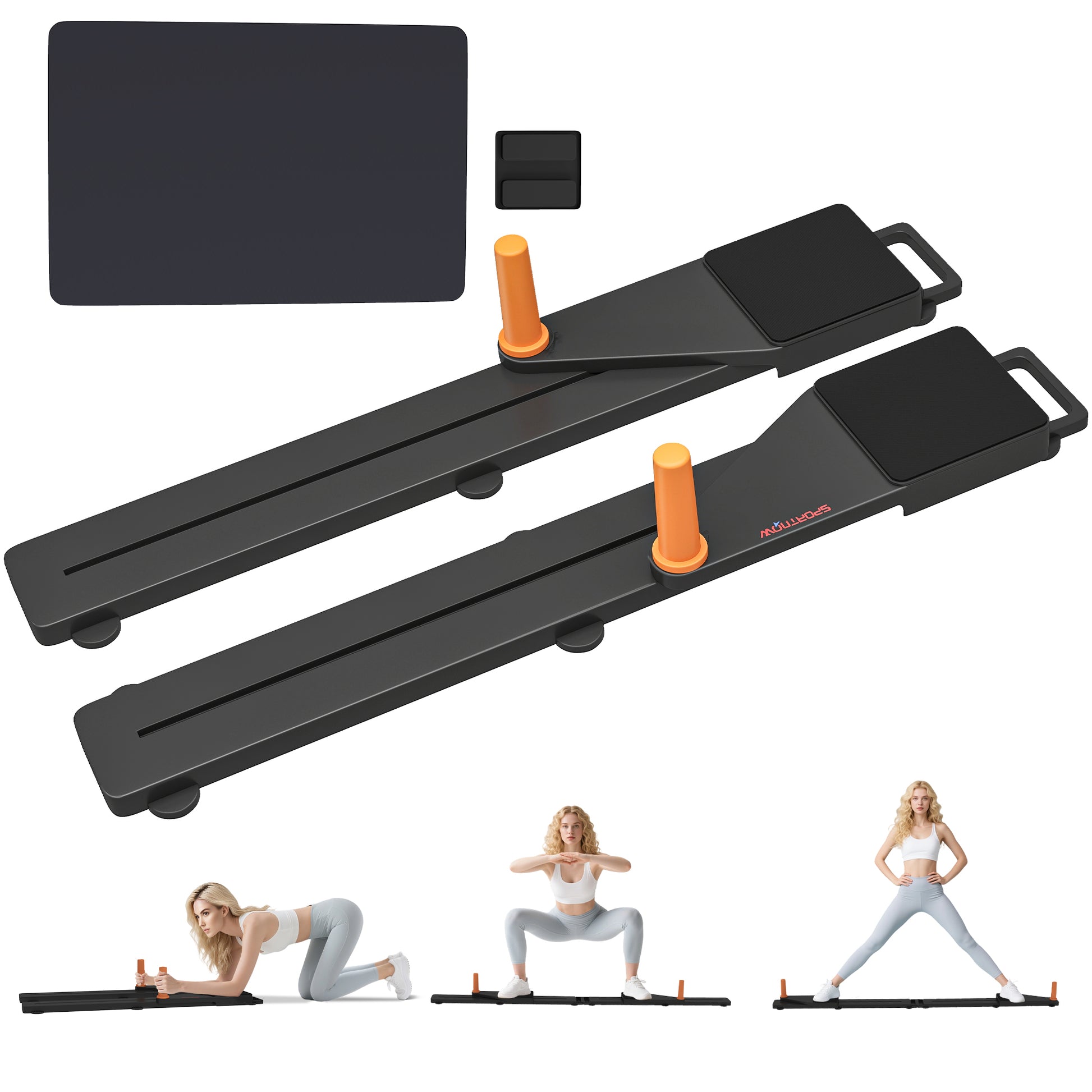 SPORTNOW Push Up Board Set of 2, Portable Press Up Board with Dual Glide Rails, Knee Pad, Pushup Stand Pilates Reformer Machine for Home Gym, Multifunctional Workout Equipment for Men & Women Default Title