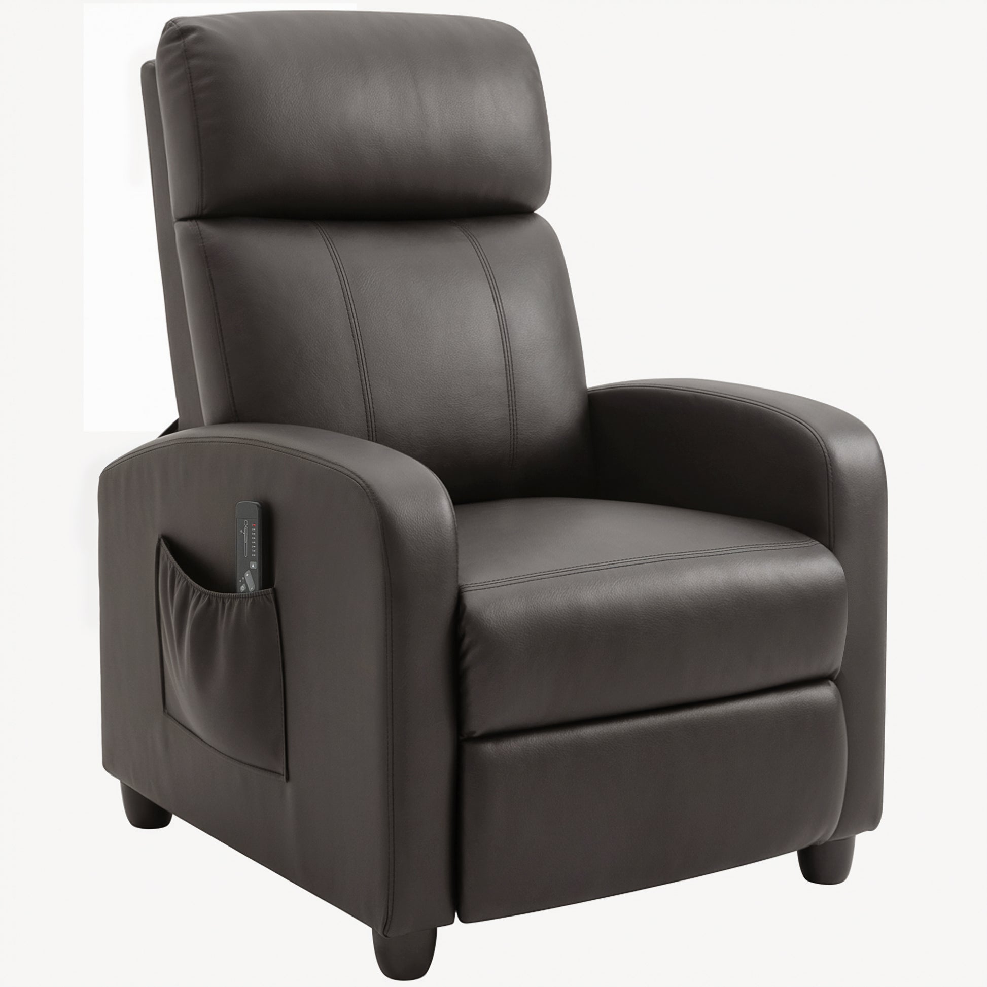 HOMCOM Recliner Armchair, Massage Faux Leather Push Back Reclining Chair with Adjustable Leg Rest, Side Pocket, for Home Living Room Theatre, Brown Default Title