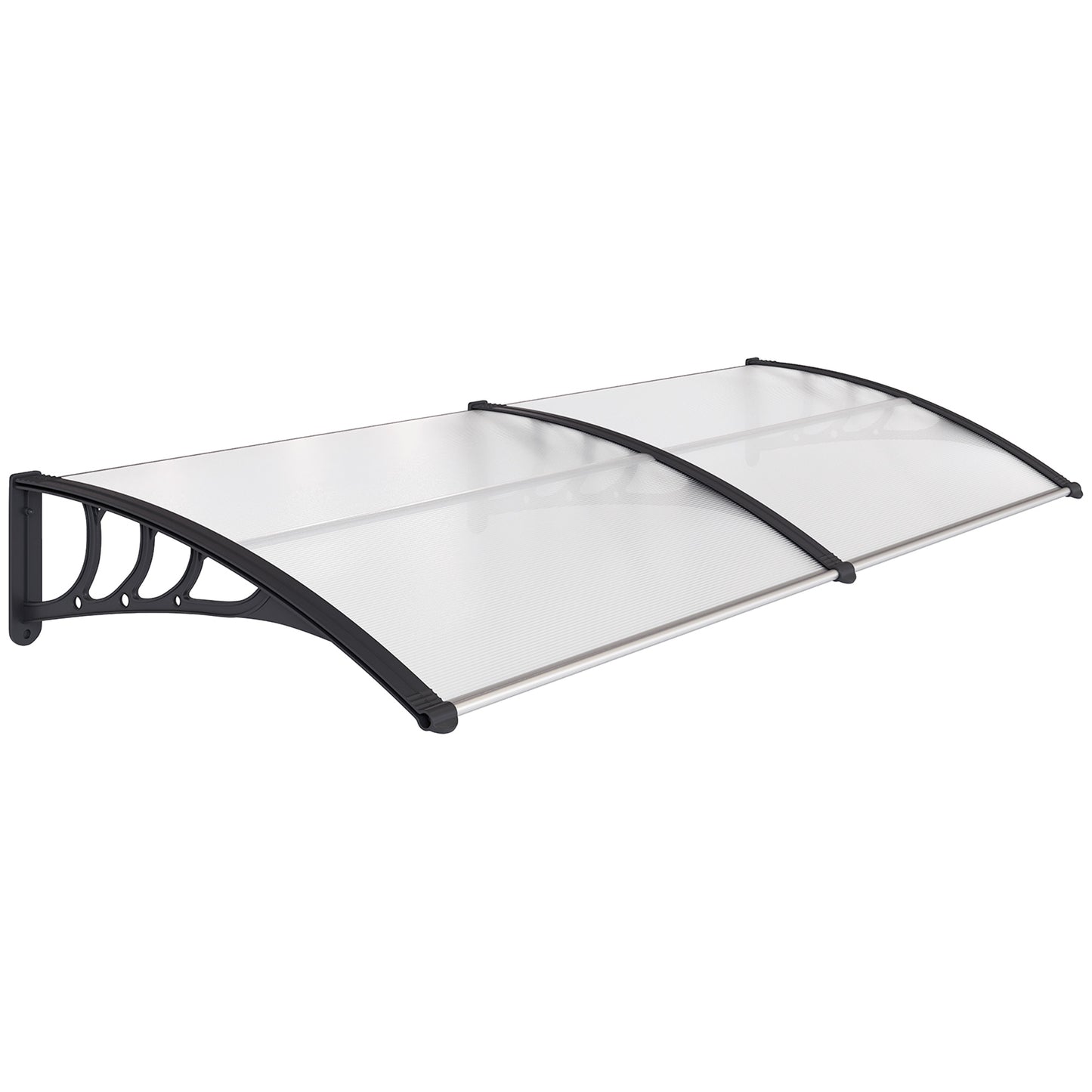 Outsunny Front Door Canopy Outdoor Awning Aluminium Rigid Plastic Polycarbonate Rain Shelter UV Water Rain Resistant 75 x 195 cm White