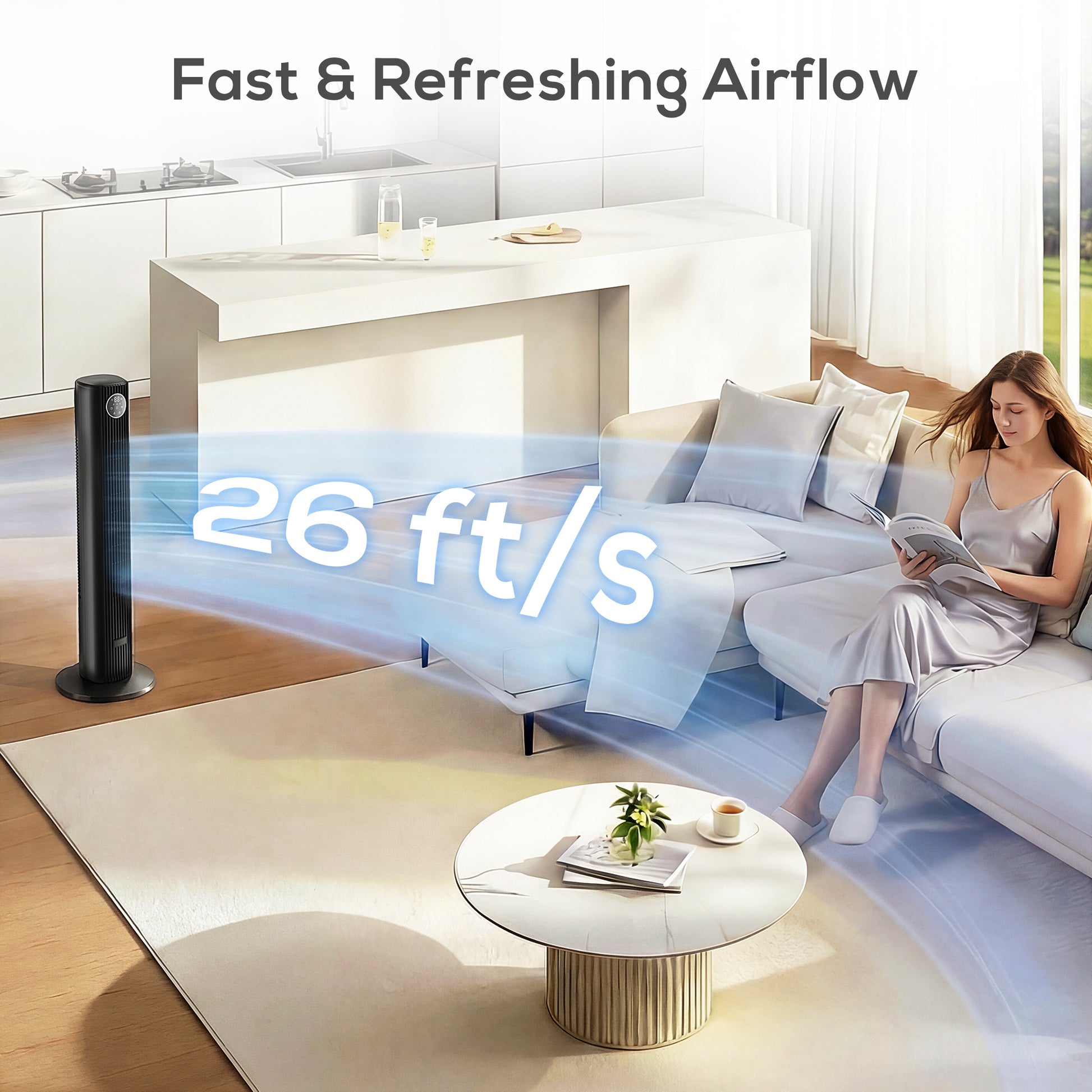 HOMCOM 28dB Tower Fan for Bedroom, 36 inch, 8 m/s Velocity Standing Cooling Fan with 80Â° Oscillating, BLDC Motor, 12 Speeds, LED Display, 4 Modes, 12H Timer, Remote Control, Black