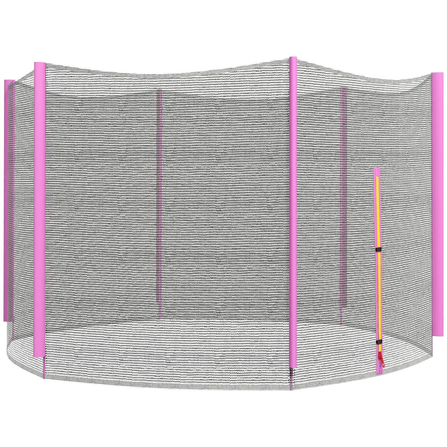 SPORTNOW 10ft Trampoline Net Replacement with 6 Plastic Pole Covers, Weather-Resistant Trampoline Netting Replacement with Zipped Entrance, Poles Not Included, Pink
