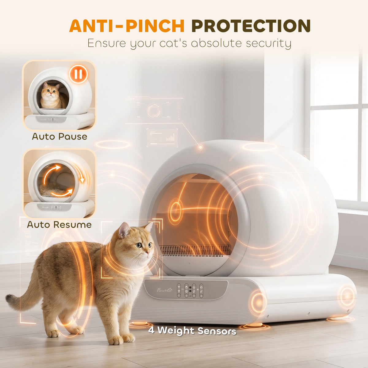 PawHut Self Cleaning Cat Litter Tray, Automatic Cat Litter Tray w/ APP Control, 65L Extra Large Capacity, 9L Waste Bin