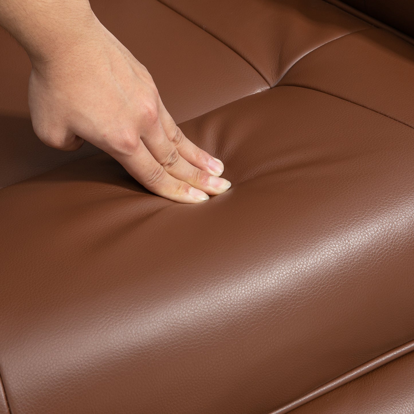 HOMCOM Faux Leather Armchair, with 145° Reclining Back and Footrest - Brown