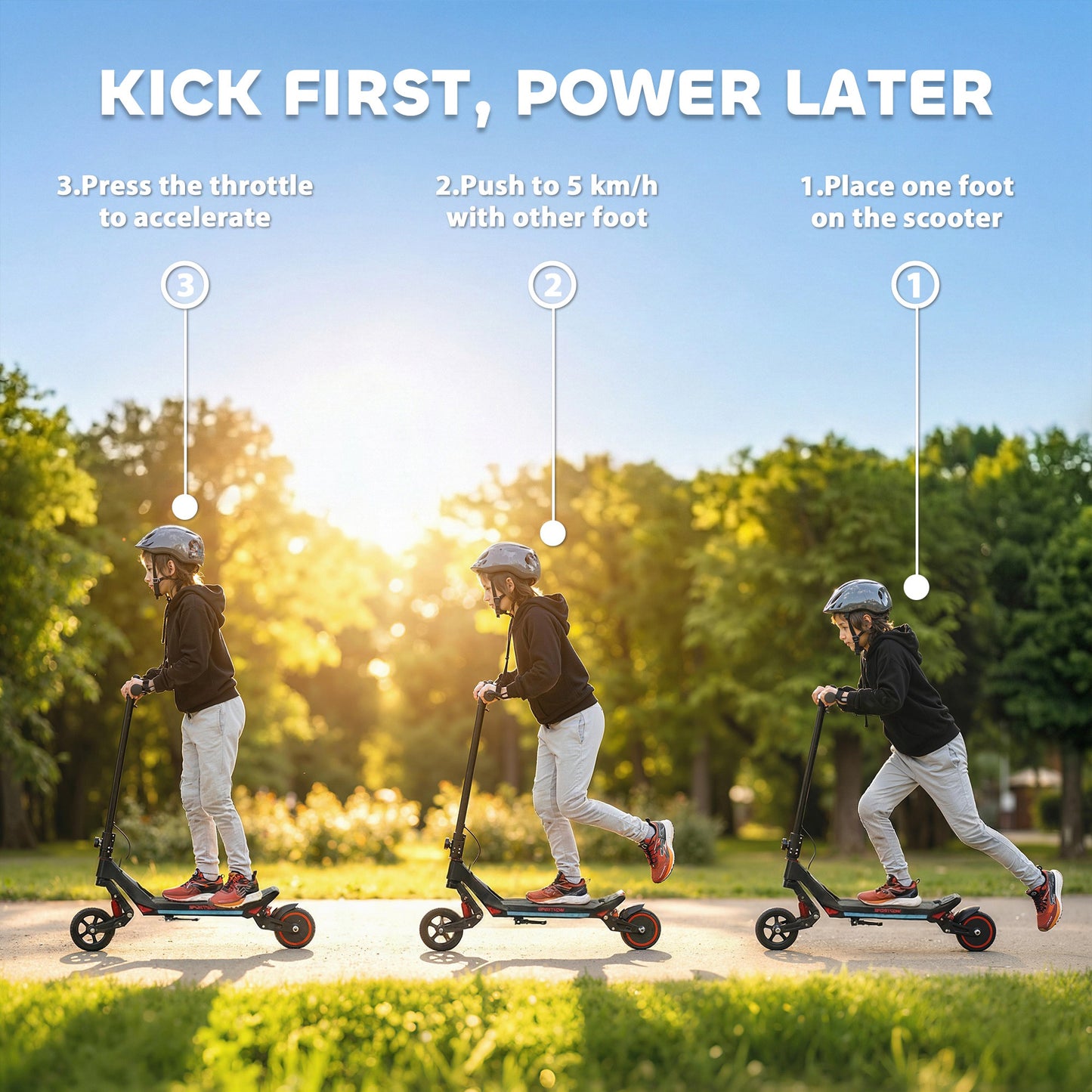 SPORTNOW Electric Scooter for Kids, Foldable E Scooter for Age Age 6+ with LED Display, RGB lights, Up to 16km/h, Black