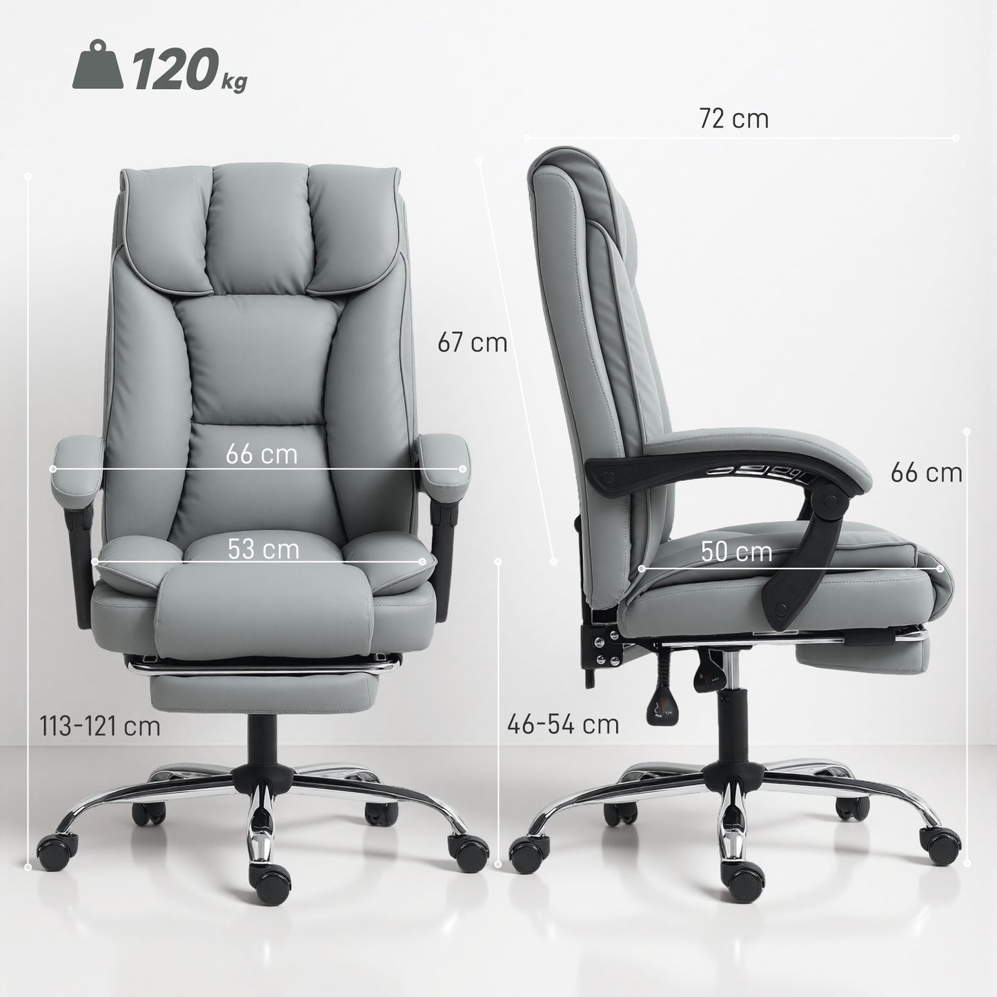 HOMCOM 155Â° Reclining Faux Leather Swivel Office Chair -Black