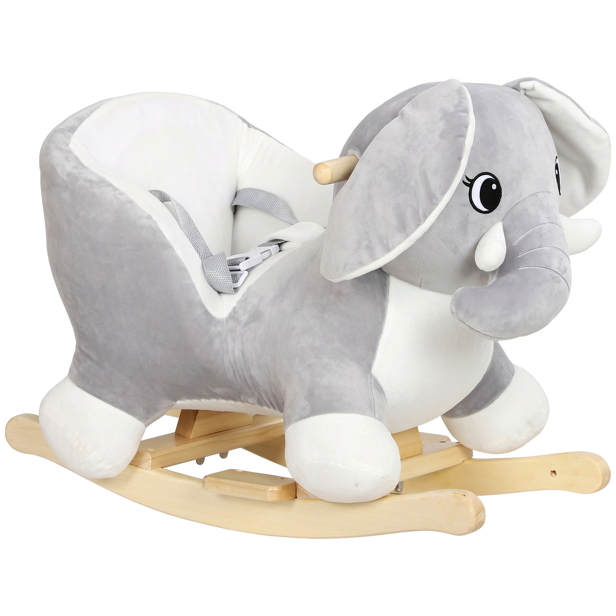 AIYAPLAY Elephant Rocking Horse, Plush Ride on Horse with Animal Sounds, Security Belt, Rocking Stopper for 18-36 Months, Grey Default Title