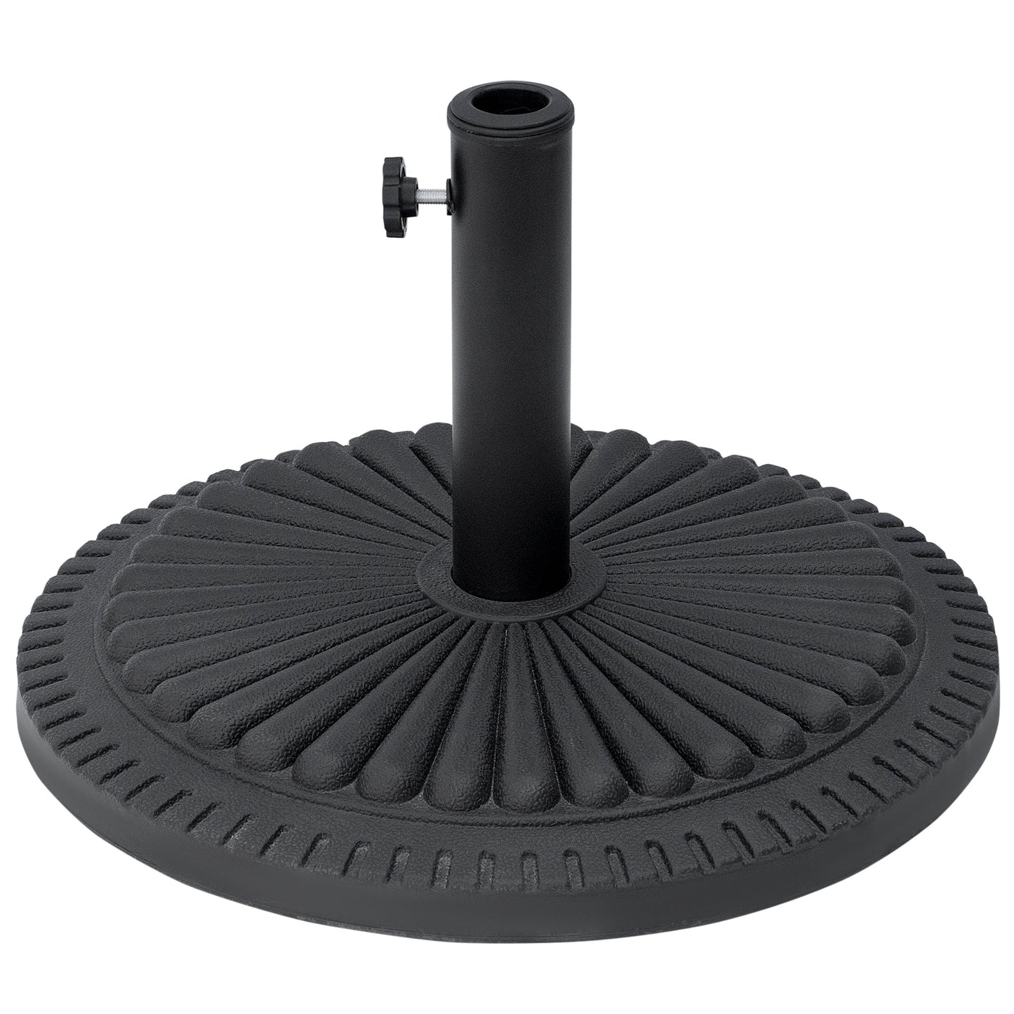 Outsunny 14kg Round Cement Parasol Base Umbrella Weight Stand Holder Fits Î¦35mm,Î¦38mm,Î¦48mm Pole for Patio Outdoor Garden - Black